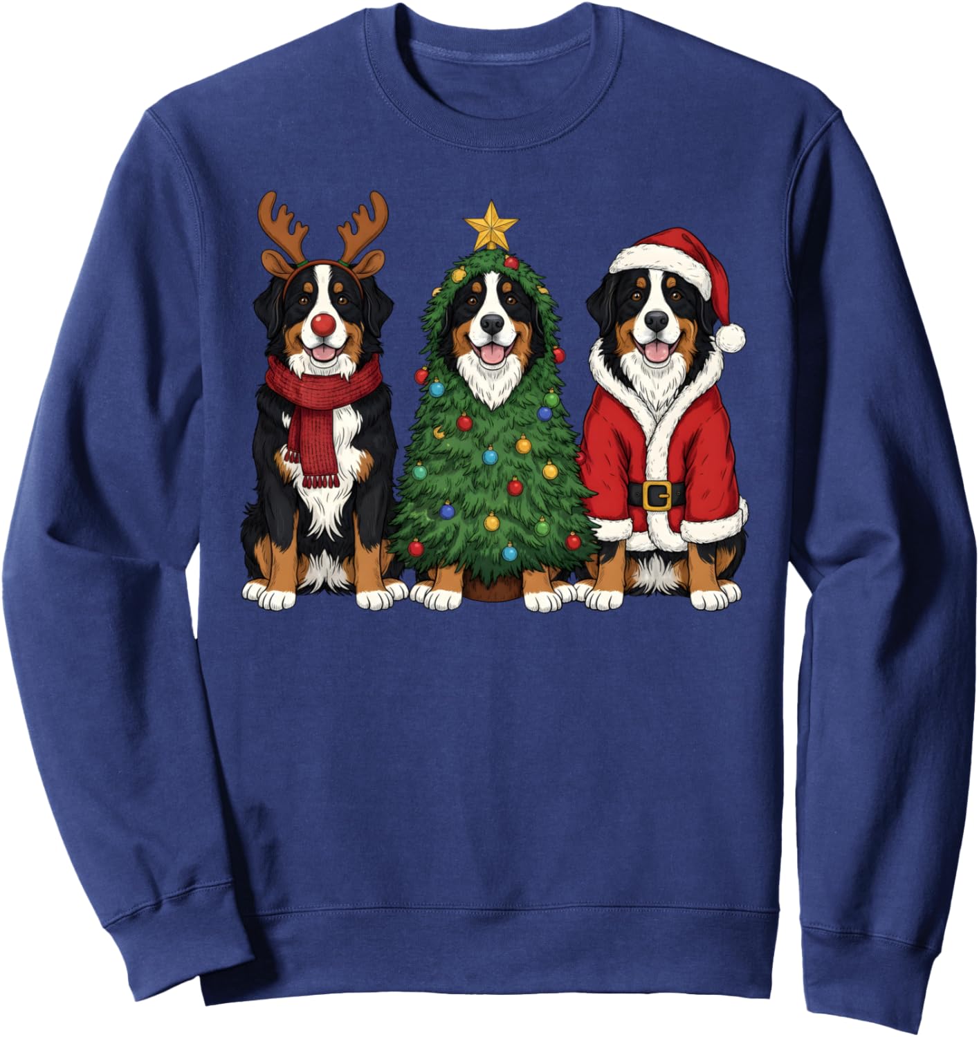 Retro Christmas Bernese Mountain Dog Lover Santa Reindeer Sweatshirt