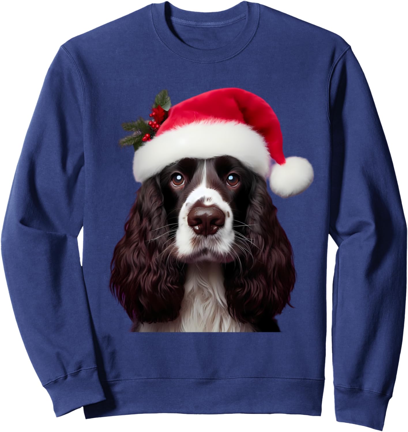 English Springer Spaniel With Santa Hat Christmas Xmas Dog Sweatshirt