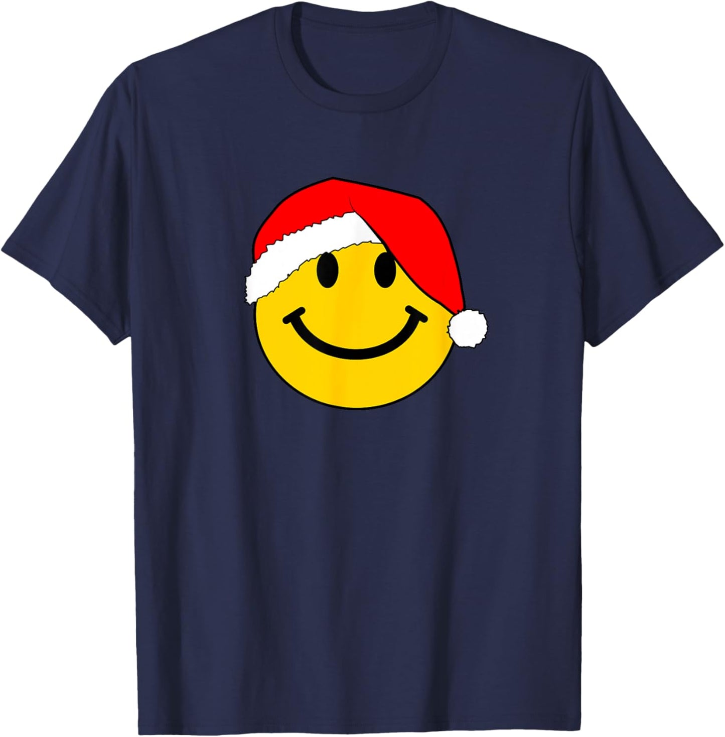Happy Christmas Happy Face with Santa Hat T-shirt Tshirt