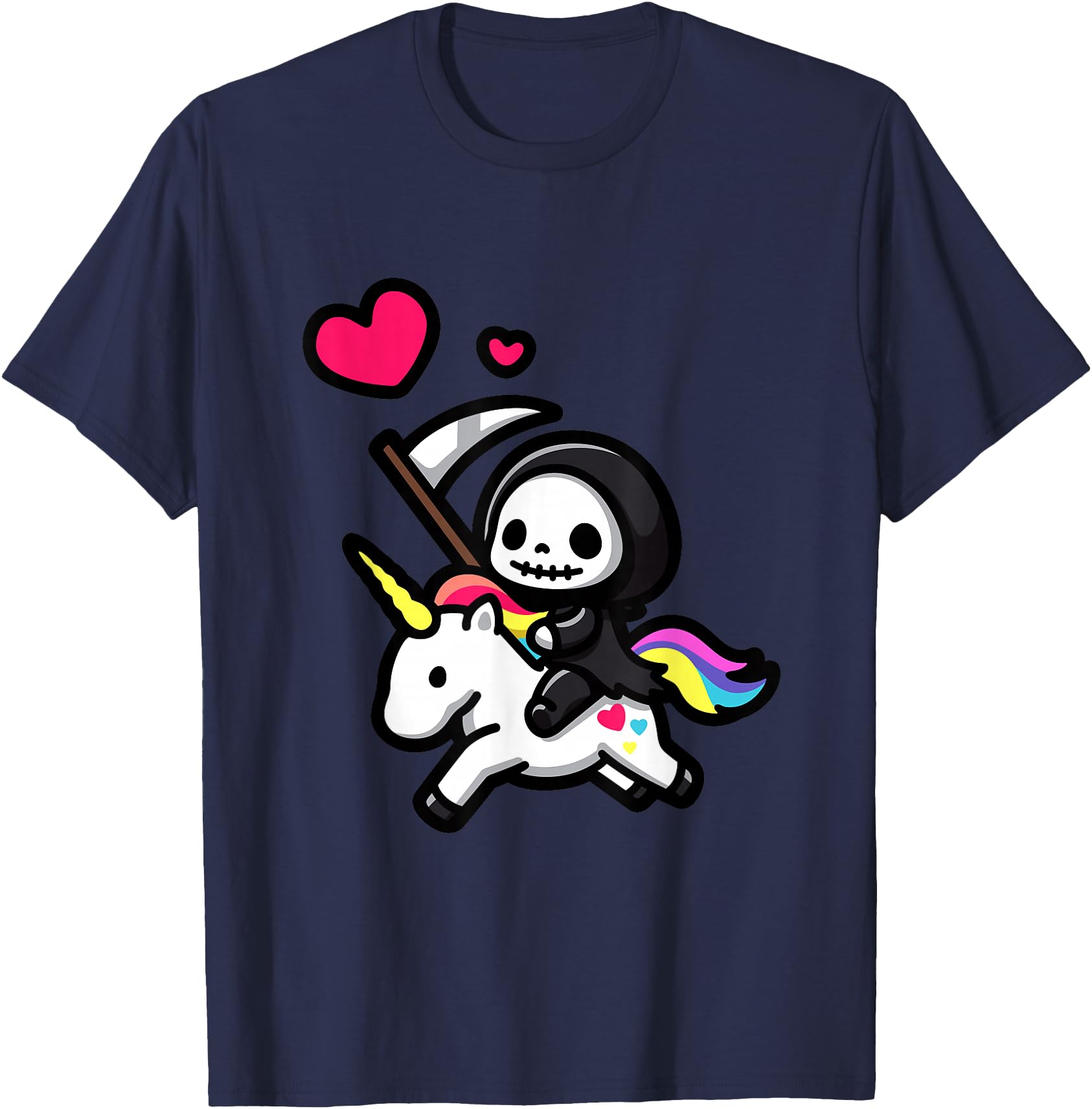 Colorful Kawaii Unicorn & Cute Grim Reaper