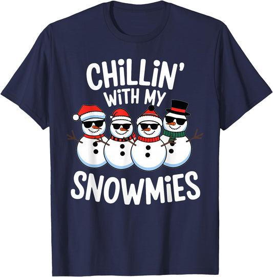 Chillin With My Snowmies Funny Snowman Christmas Boys