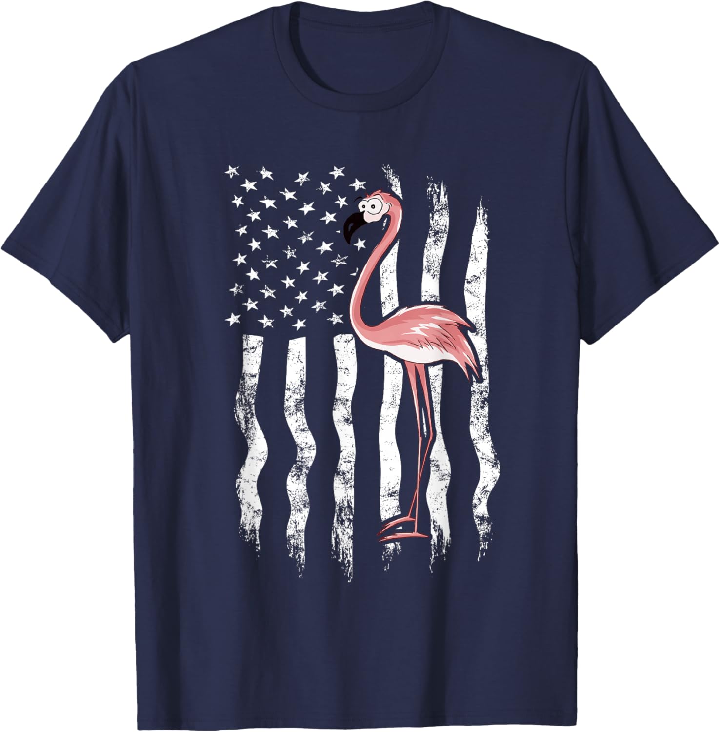 USA American Flag Funny Cute Pink Cartoon Flamingo