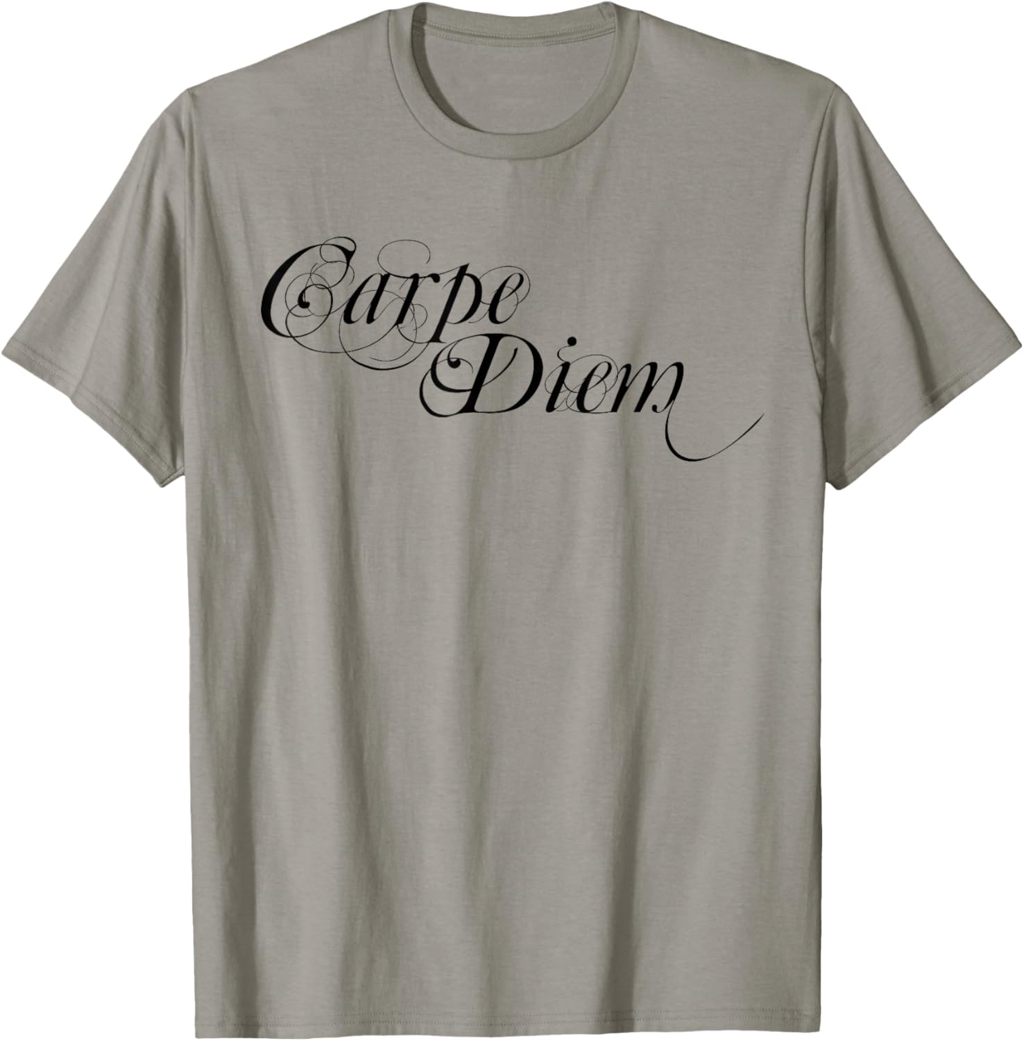 Carpe Diem Seize the Day Black Calligraphy Text T Shirt Top T-Shirt