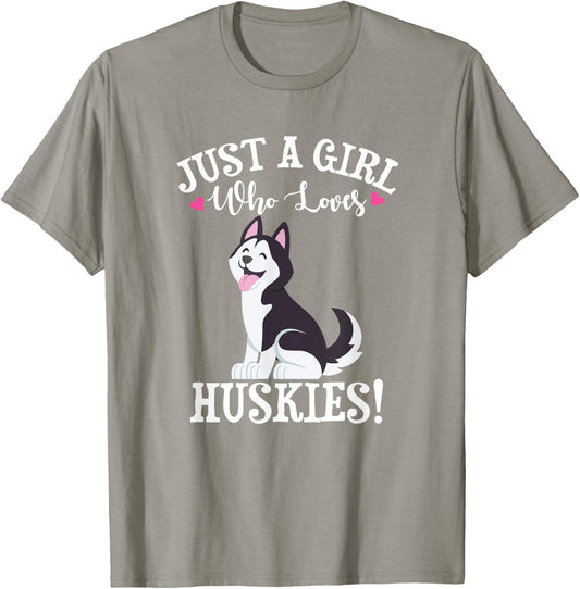 Cartoon Kids Just A Girl Who Loves Siberian Husky Dog Lover T-Shirt
