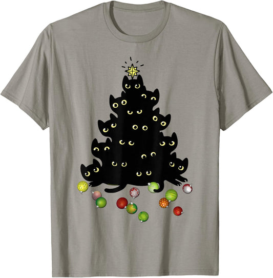 Cat Lovers Cute and Funny Holiday Tree Christmas Men Women Kids T-Shirt