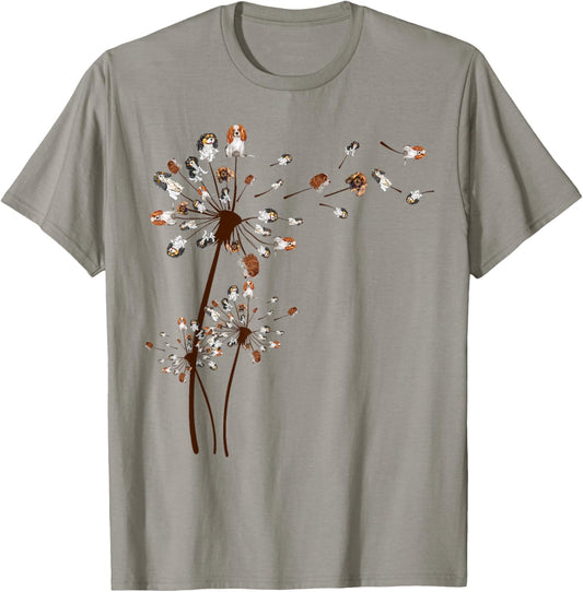 Cavalier King Charles Spaniel Flower Fly Dandelion Dog Lover T-Shirt for Men Women
