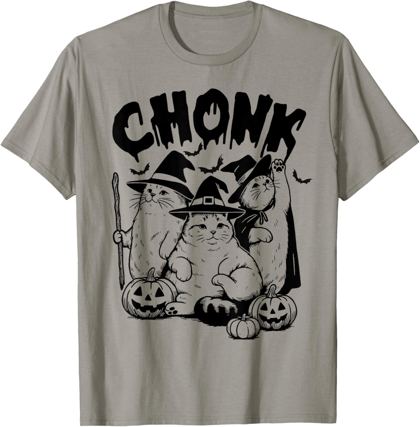 Chonk Cat Witch Halloween Spooky Season Fat-Cat Meme Kitten T-Shirt