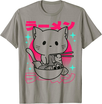 Anime Ramen Cat Japanese Retro Noodles Aesthetic Kawaii Cat