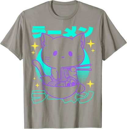 Anime Ramen Cat Japanese Retro Noodles Aesthetic Kawaii Cat