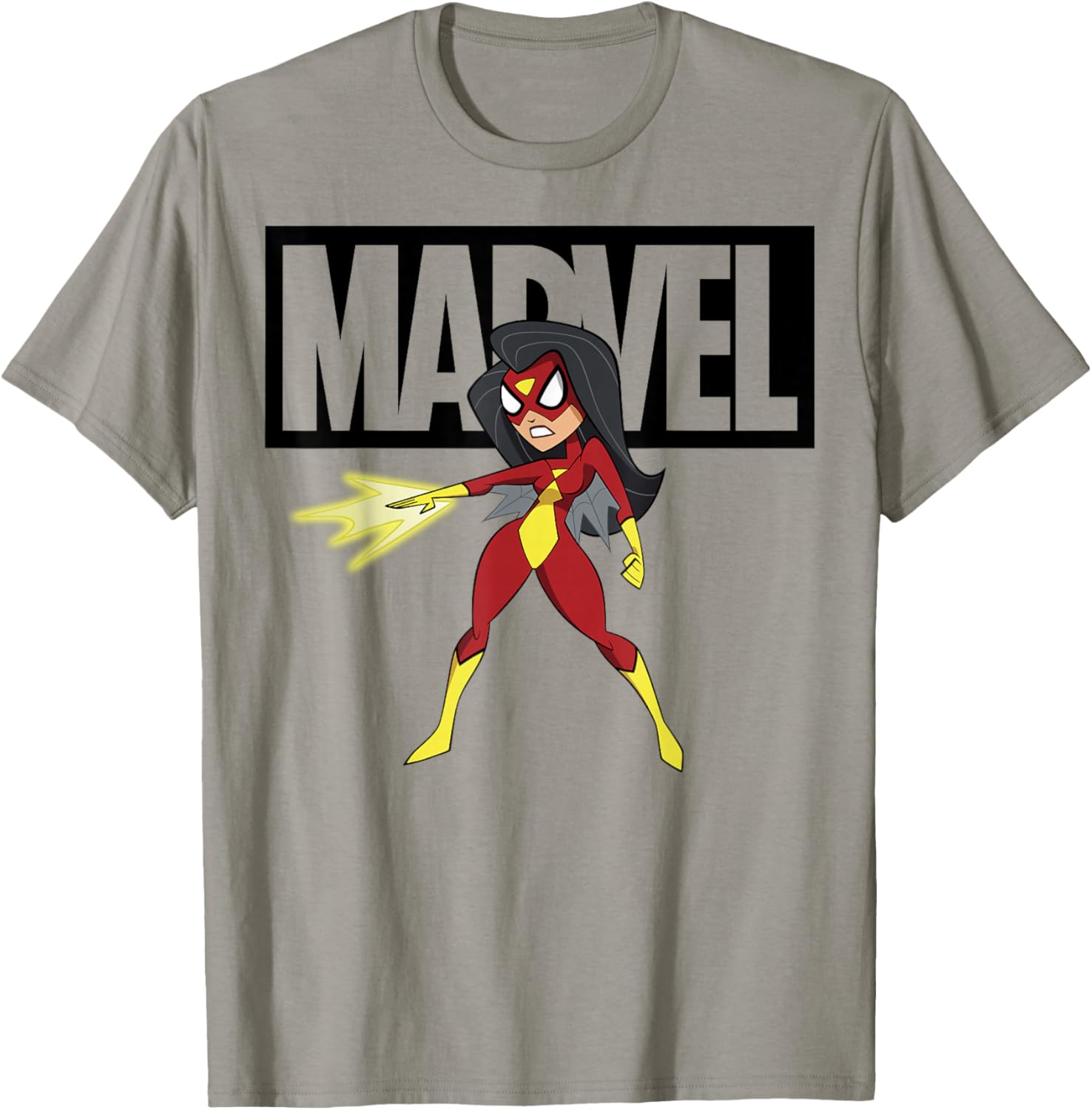 Marvel Spider-Woman Chibi Action Pose Logo Outline