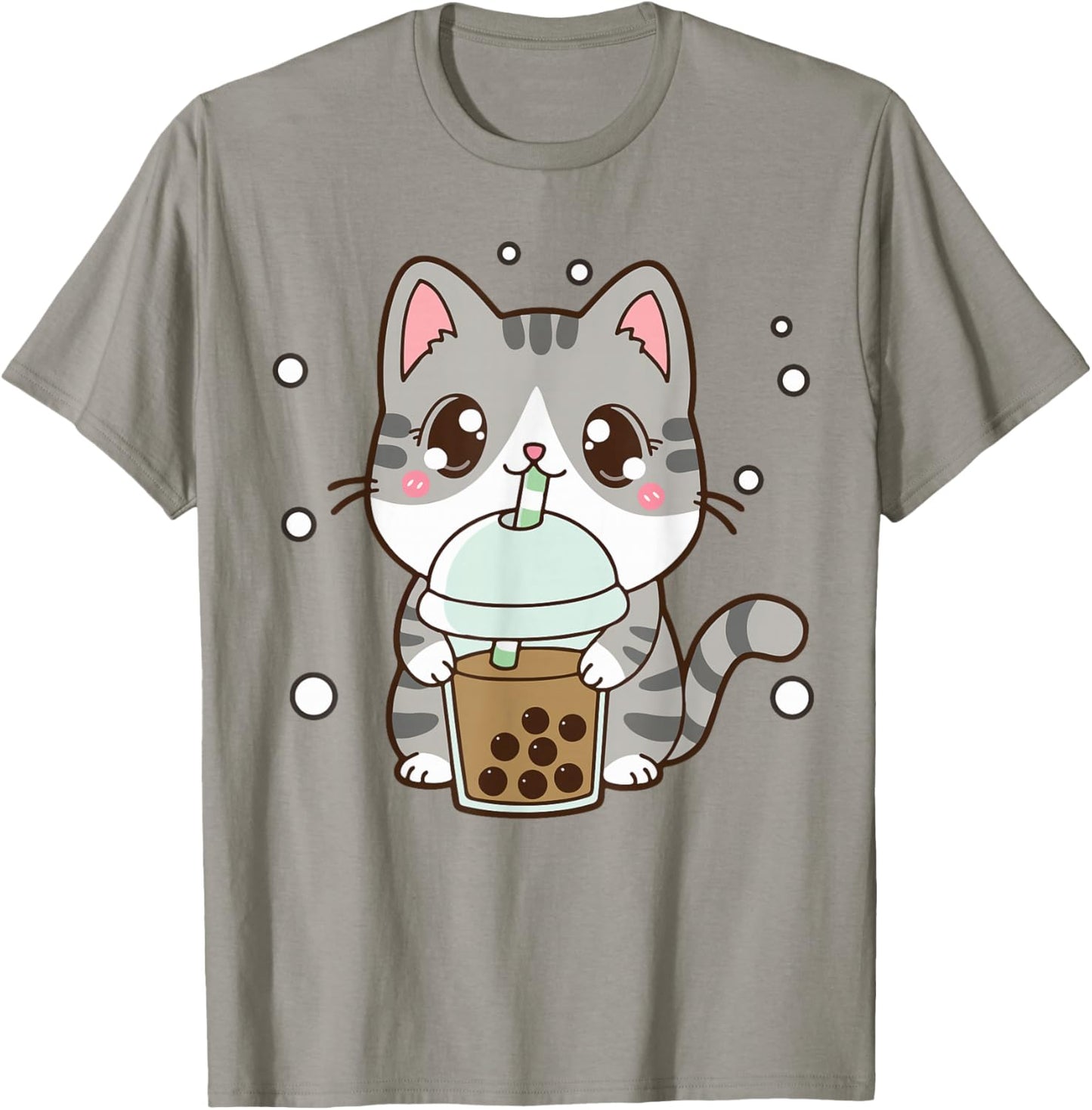 Girl Cat Boba Tea Teen Women Japanese Anime Cute Graphic Tee