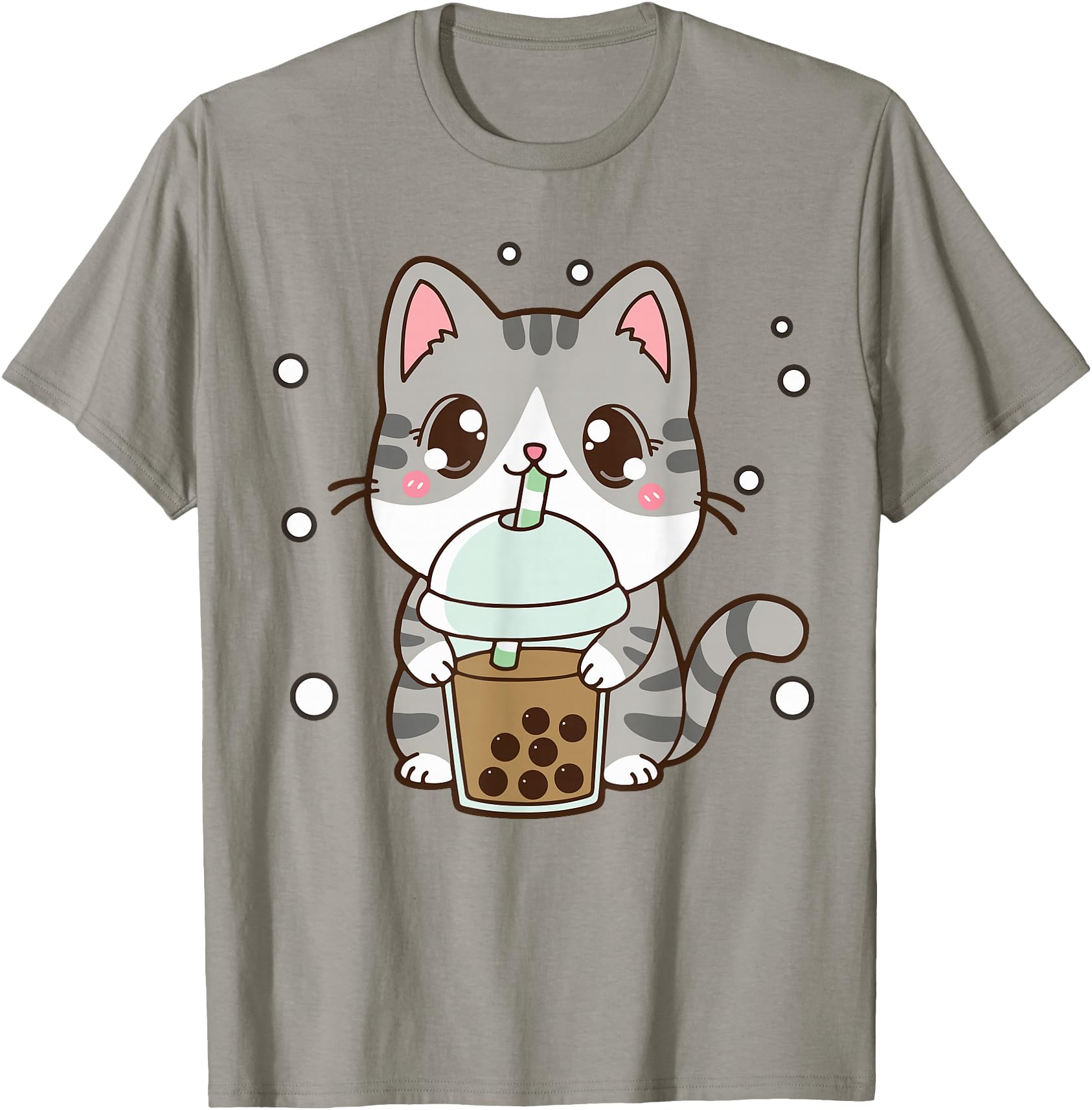 Girl Cat Boba Tea Teen Women Japanese Anime Cute Graphic Tee
