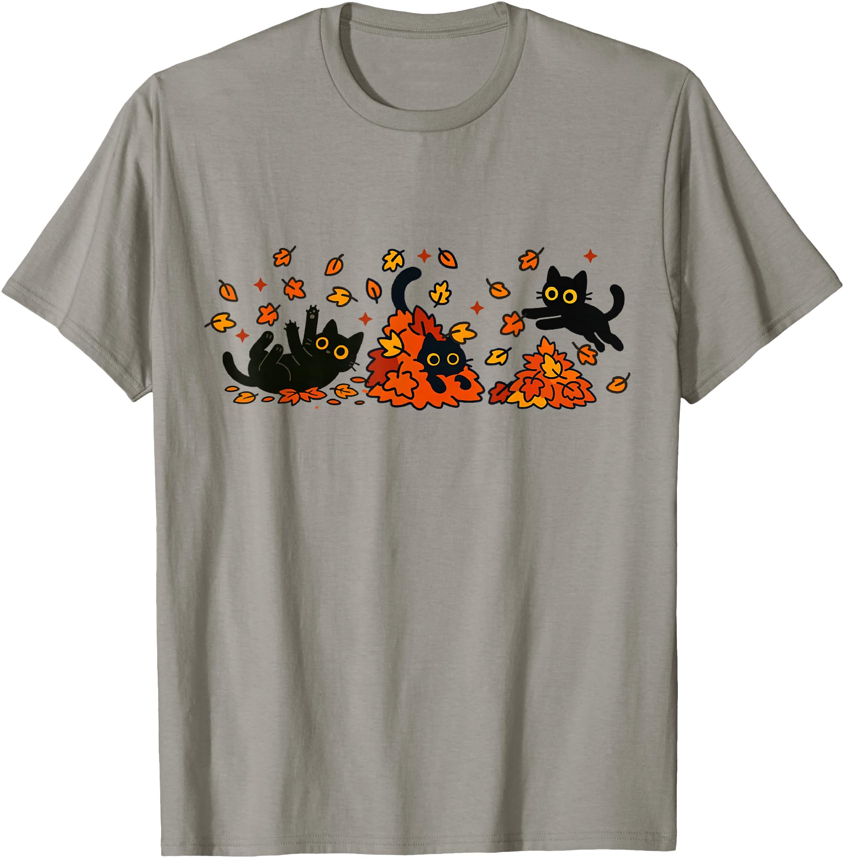Retro Black Cats Fall Autumn Vibe Leaves Falling