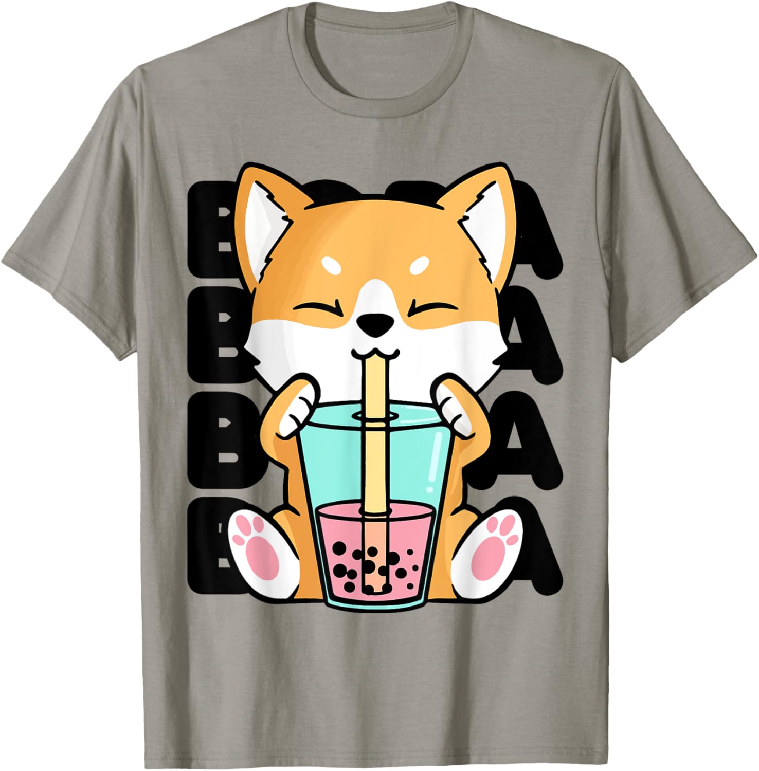 Kawaii Shiba Inu Dog Bubble Tea Boba Anime Neko Japan T-Shirt for Men Women Kids