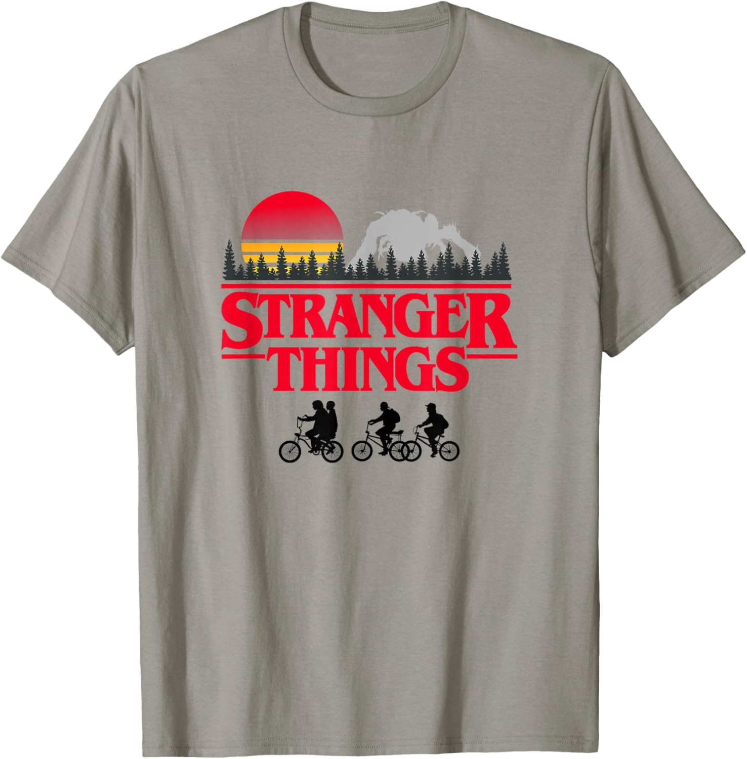 Stranger Things Retro Vintage Sunset Group Bike Silhouettes