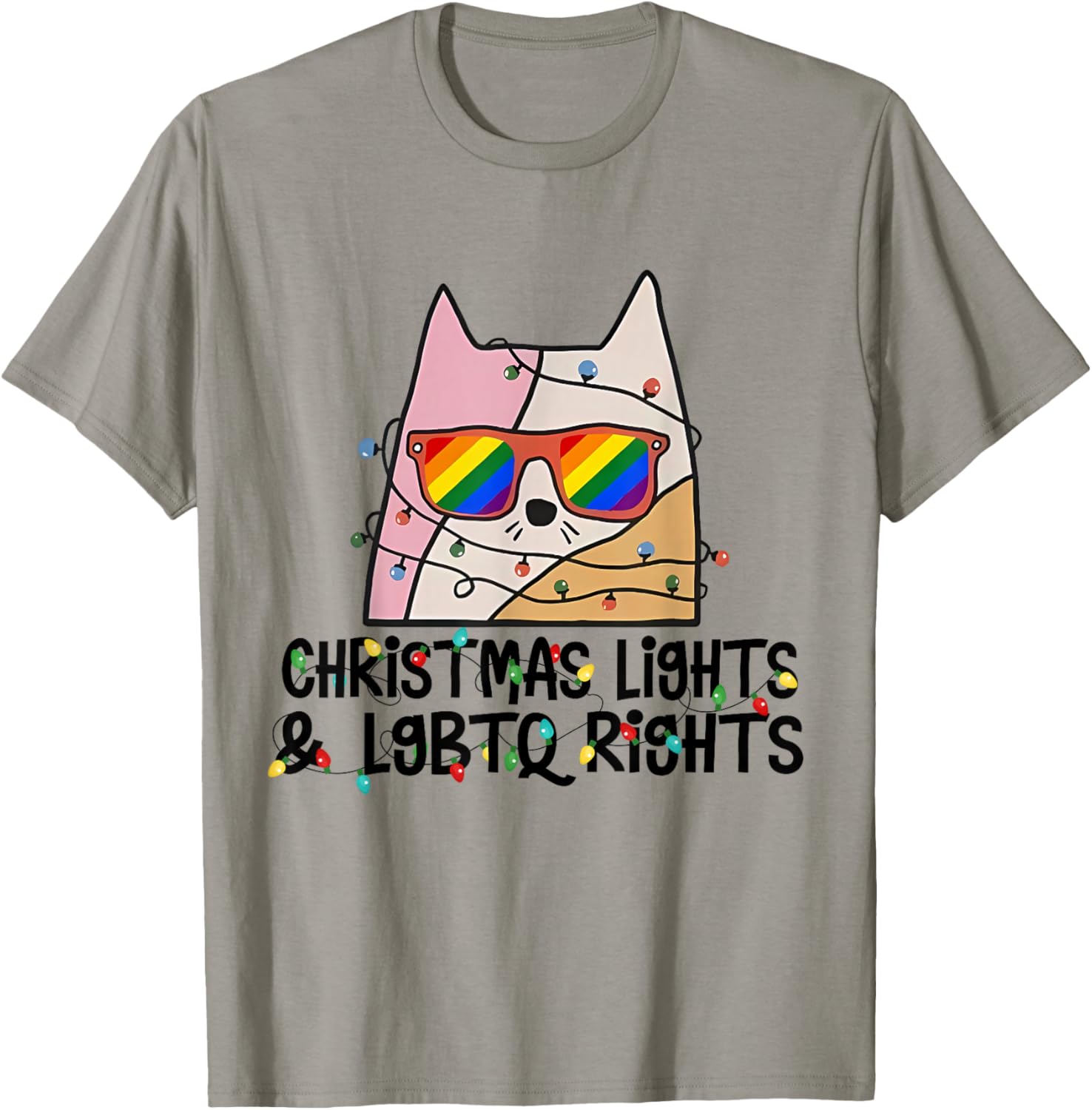 Christmas Lights and LGBTQ Rights Cute Cat Ugly Xmas