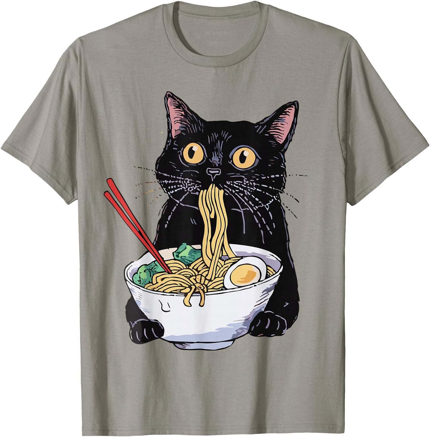 Anime Cat Ramen T-Shirt Kawaii Japanese Food Graphic Tee
