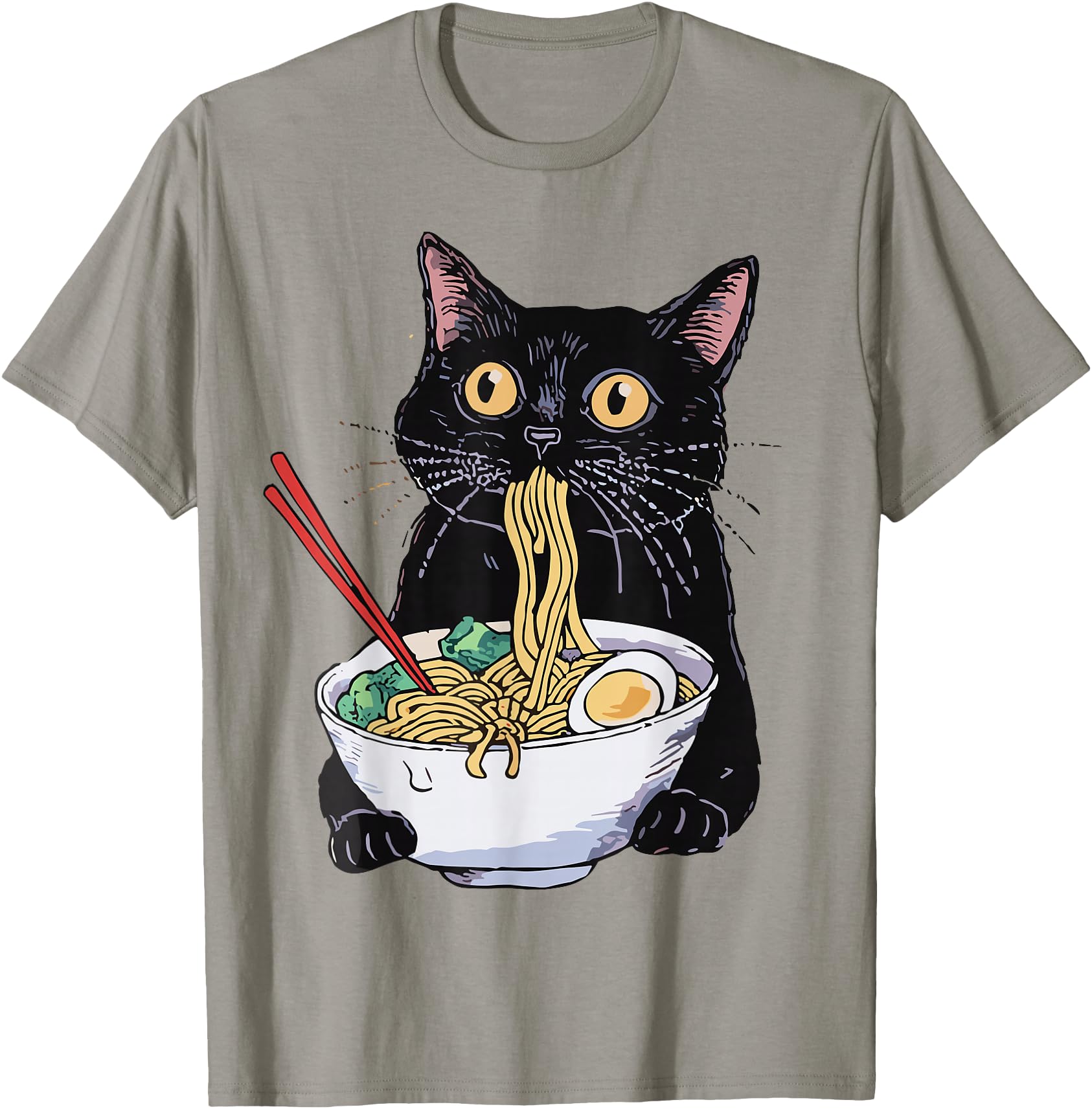 Anime Cat Ramen T-Shirt Kawaii Japanese Food Graphic Tee