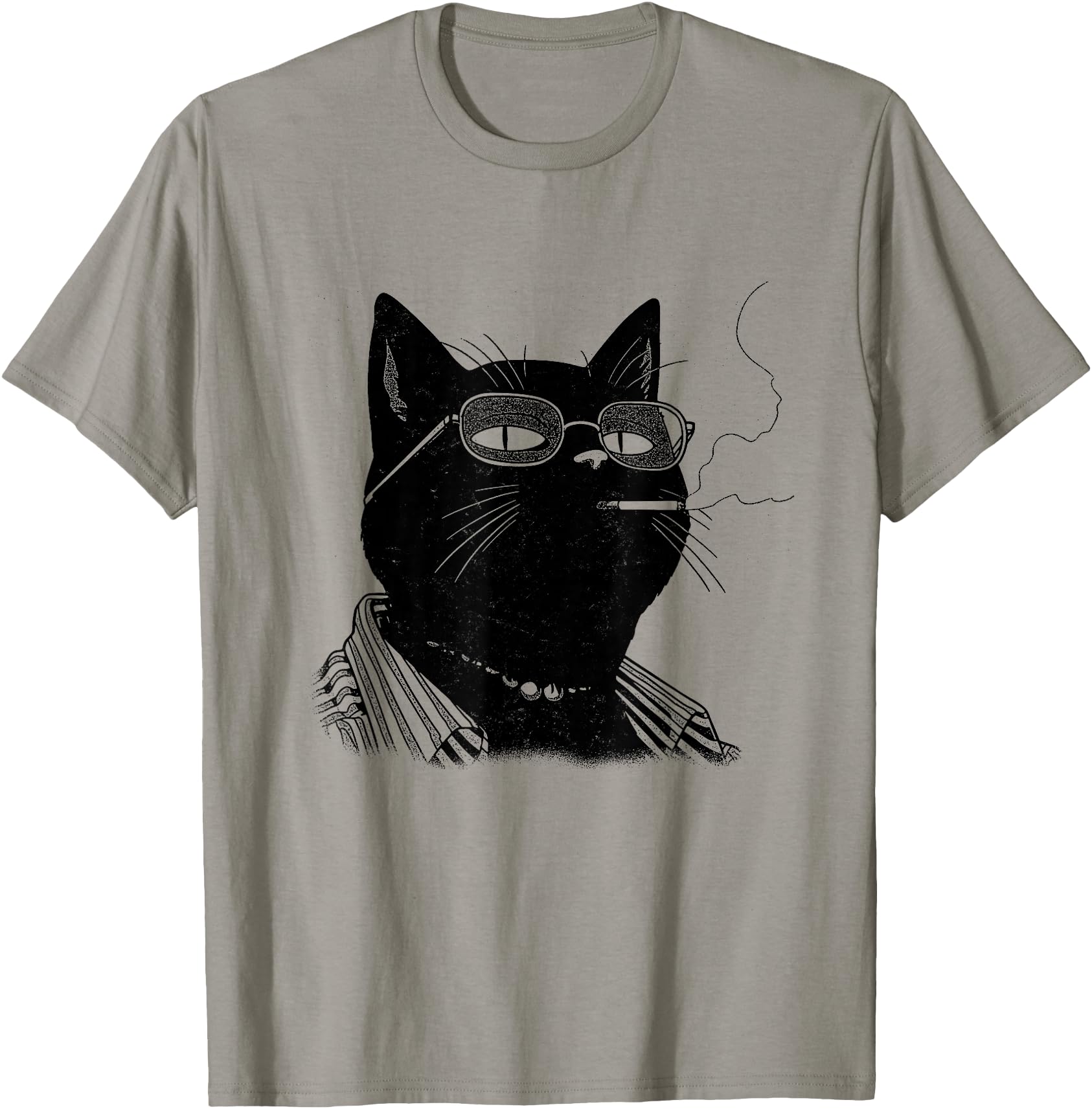 Funny Japanese Smoking Black Lucky Cat Manga Minimalist