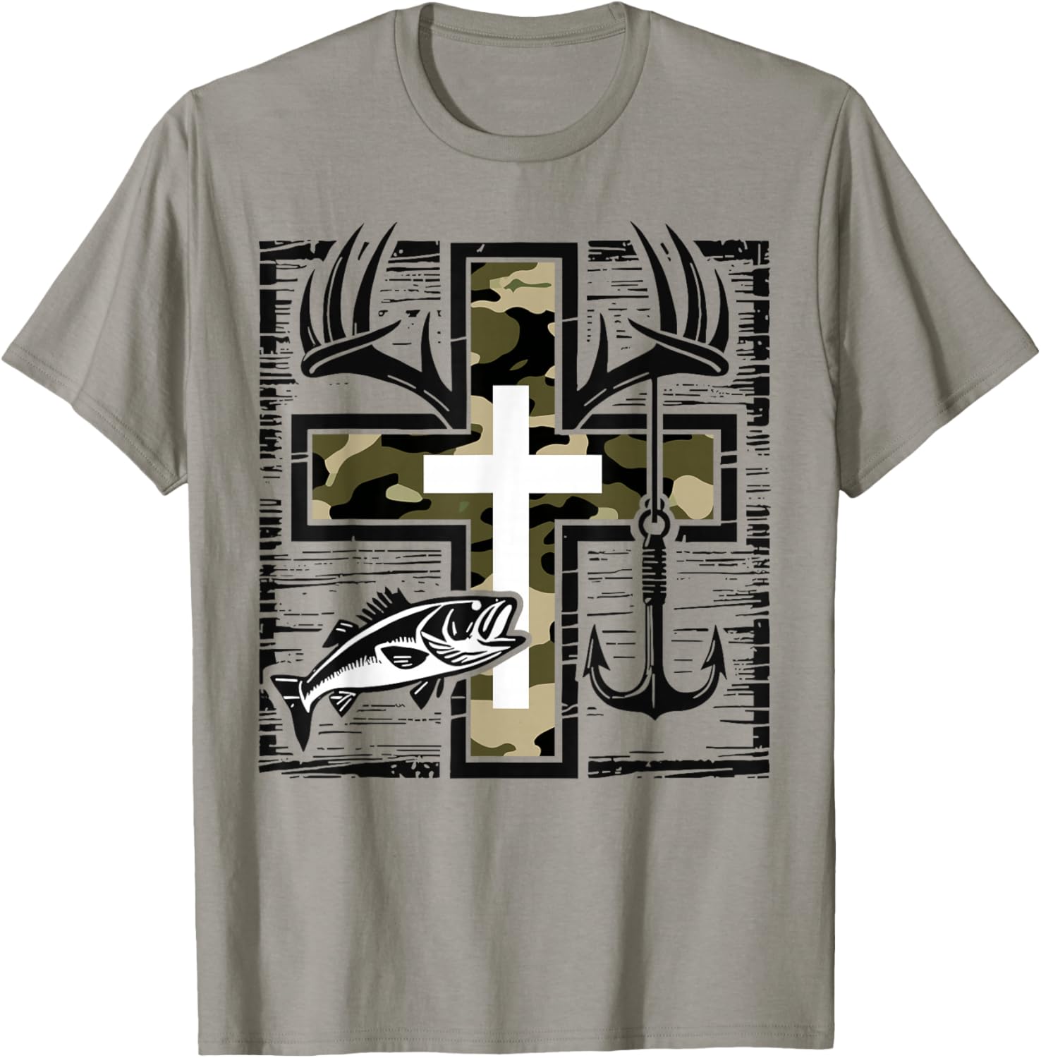 Faith Fishing Hunting Camo Cross with Hook Bass Christian