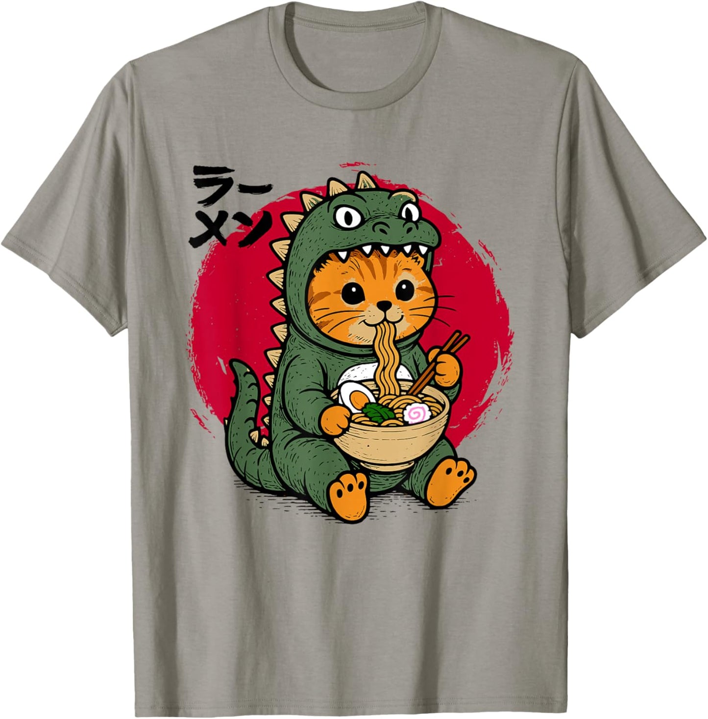 Funny Kaiju Cat Ramen Noodles Kawaii Japanese Anime Graphic