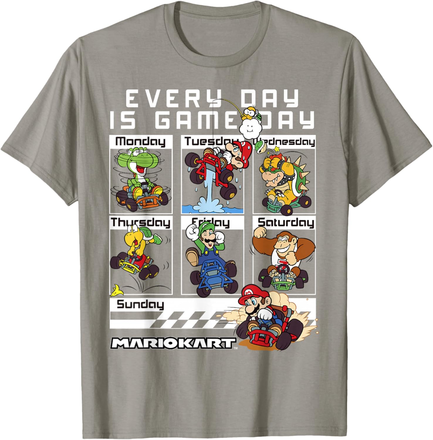 Mario Kart Everyday Is Game Day Group Shot Graphic T-Shirt