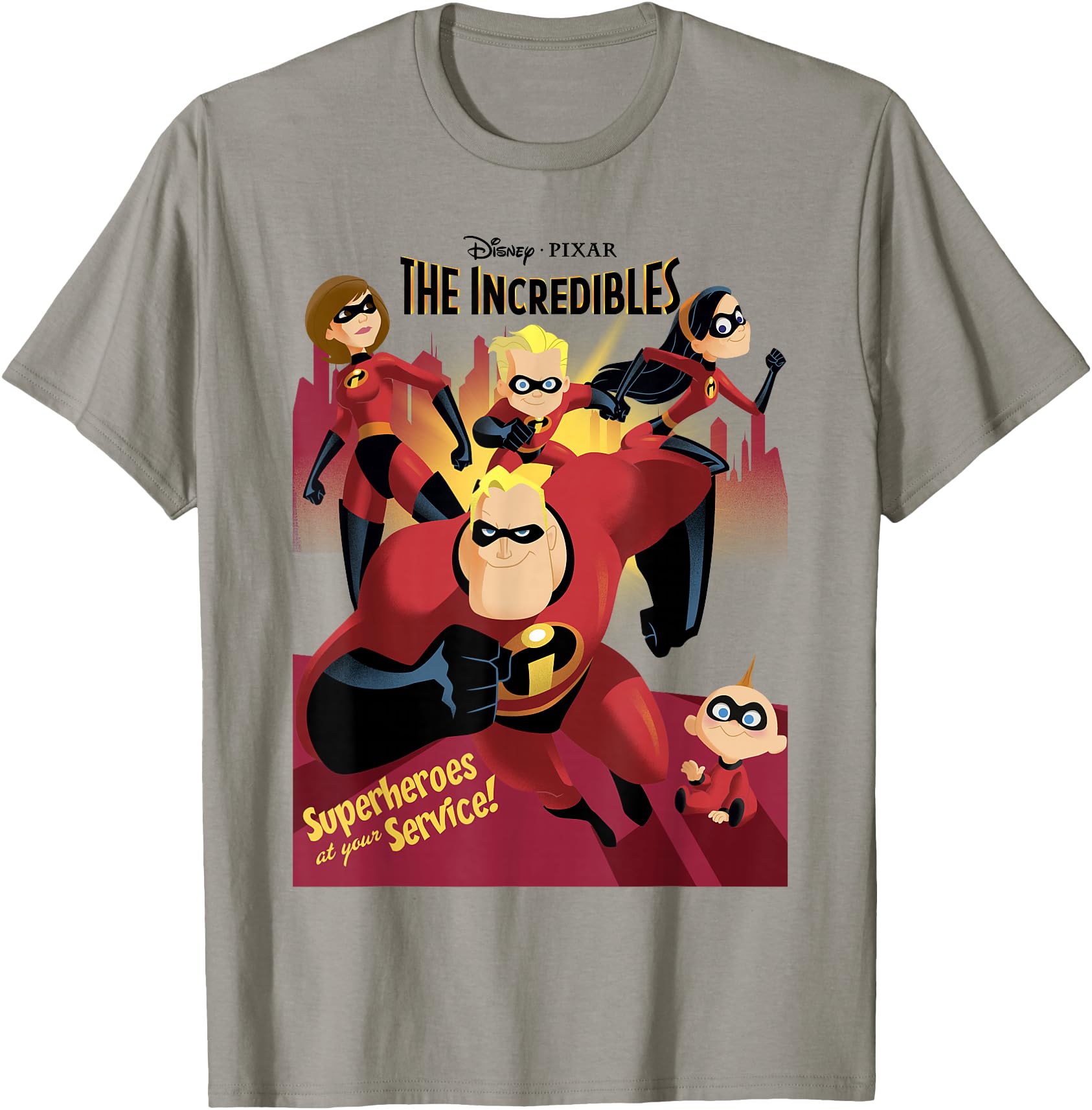 Disney Pixar The Incredibles Superhero Group Poster Retro