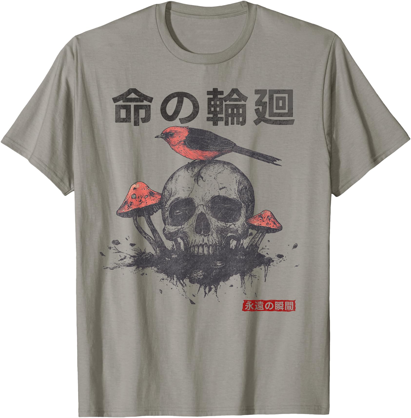 Japanese Retro Graphic Gothic Mushroom Skull Manga Horror