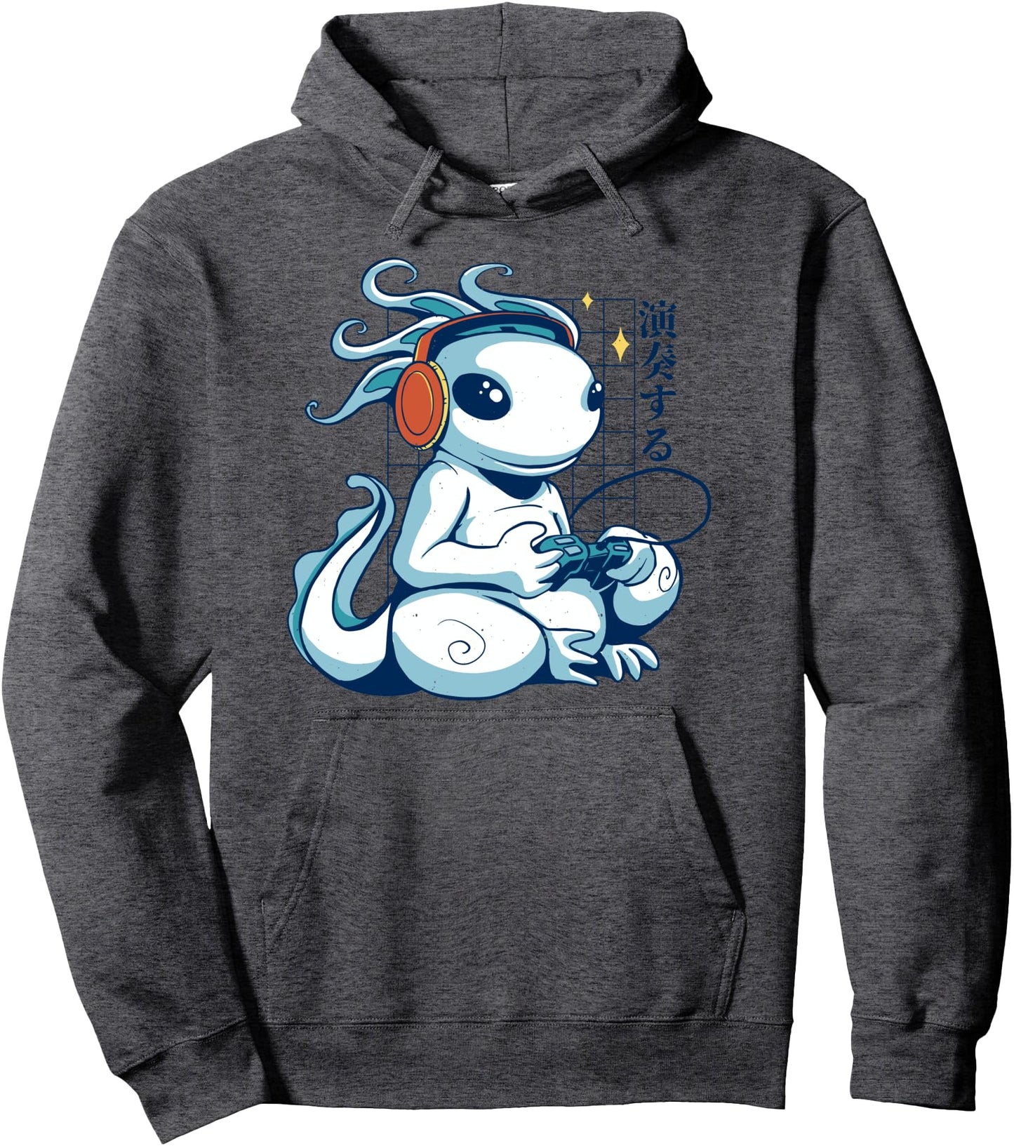 Axolotl Playing Video Games Kawaii Anime Japanese Style Pullover Hoodie
