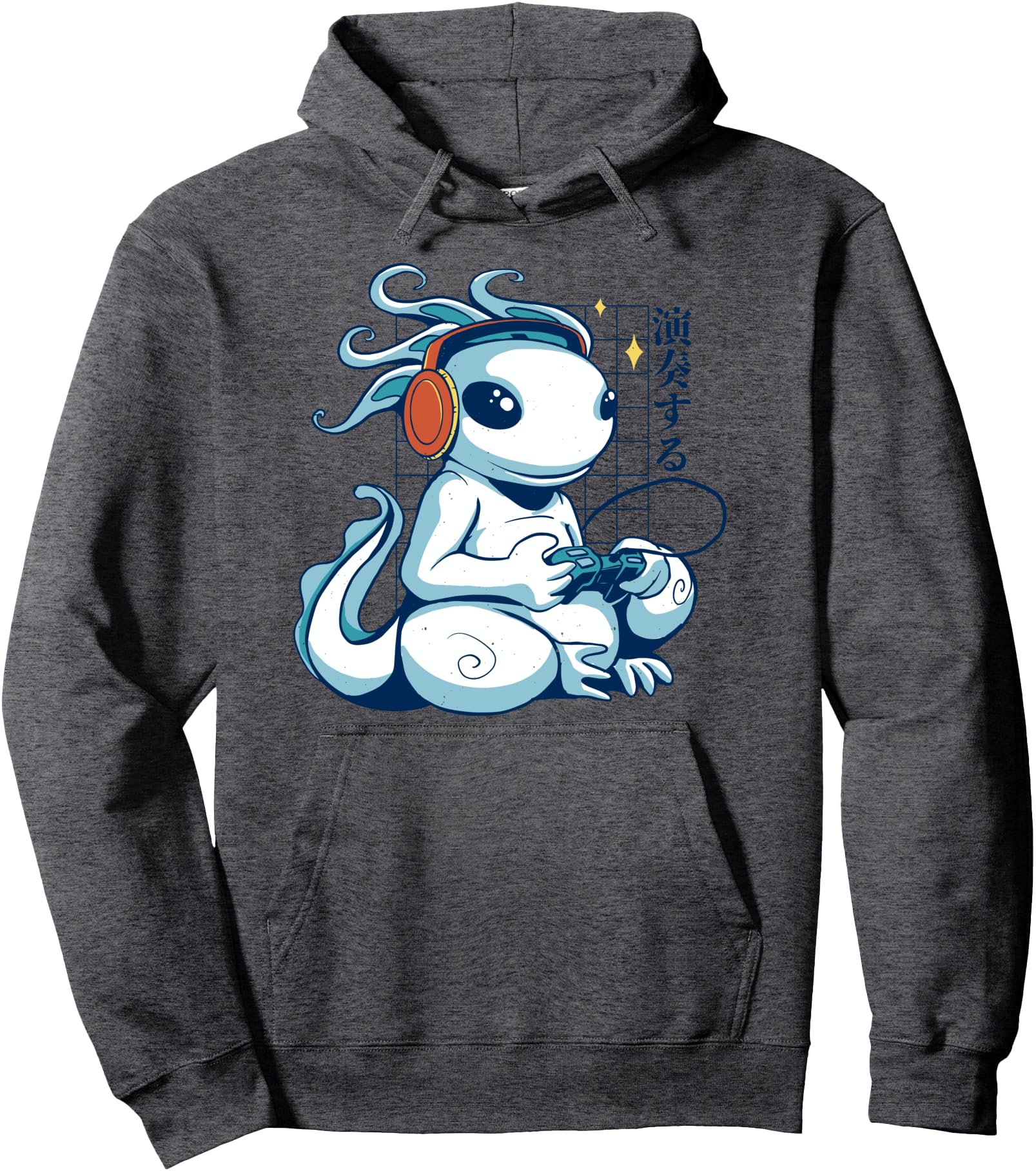 Axolotl Playing Video Games Kawaii Anime Japanese Style Pullover Hoodie
