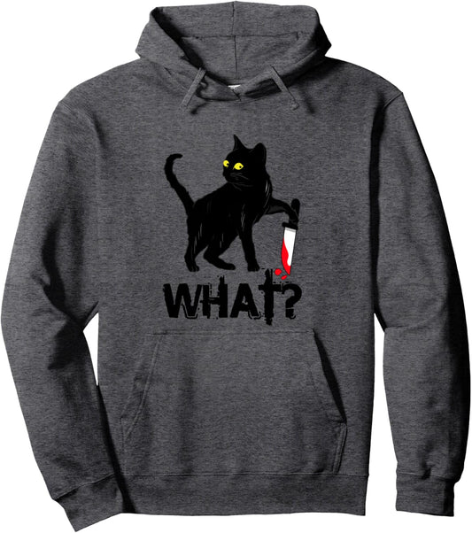 Cat What Shirt Murderous Black Cat With Knife Halloween Pullover Hoodie