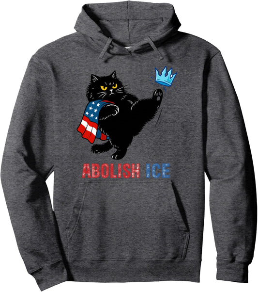 Abolish ICE Retro Anti ICE Black Cat Activist Protest Pullover Hoodie