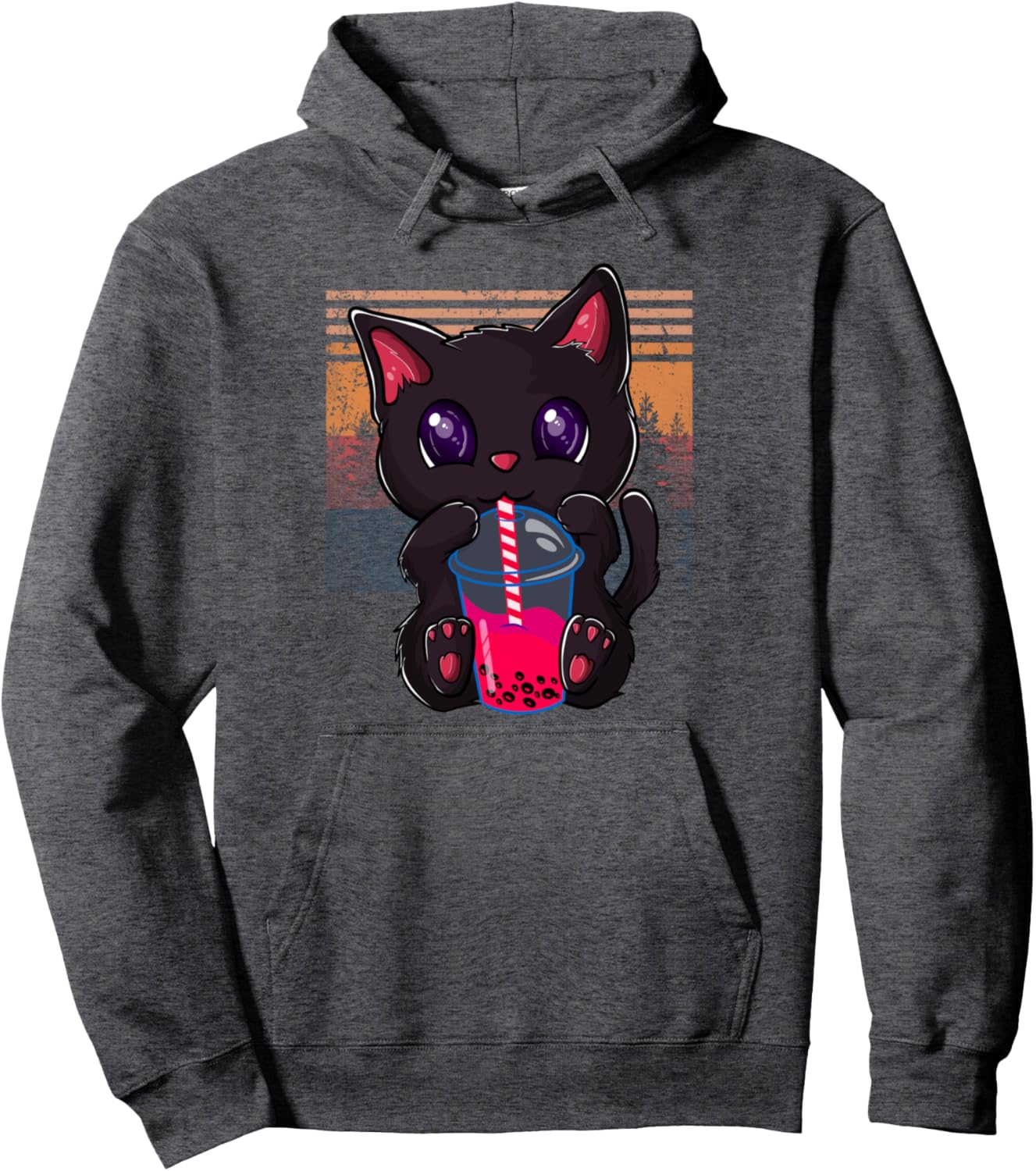 Kawaii Boba Tea Cat, Japanese Neko Bubble Tea Funny Anime Pullover Hoodie
