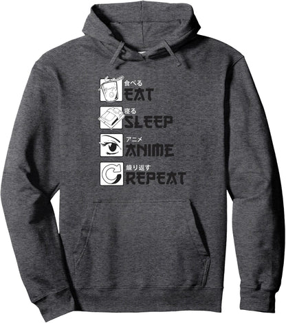 Eat Sleep Anime Repeat Pullover Hoodie