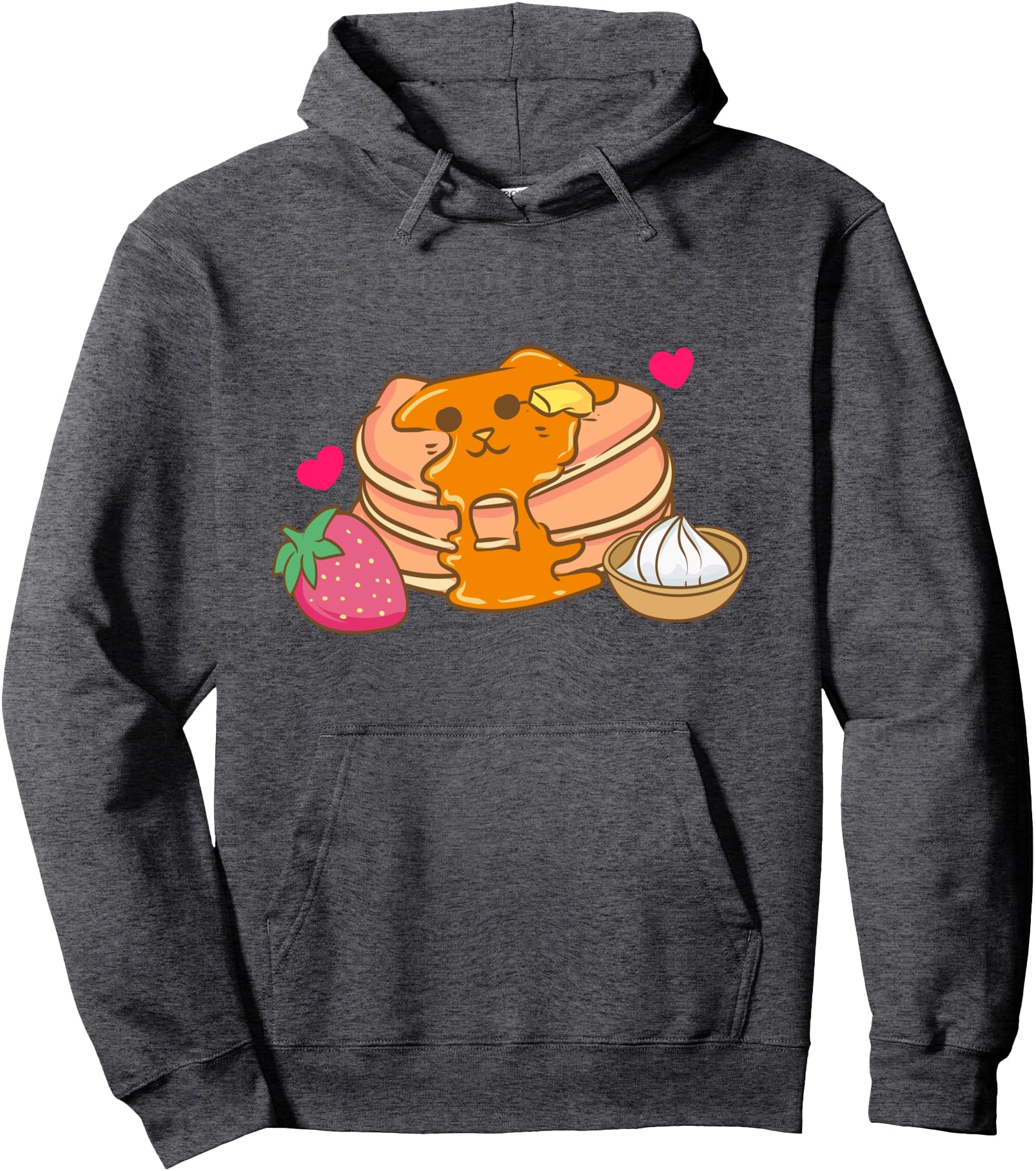 Pancake Cat Almond Flour Strawberry - Cute Kawaii Anime Pullover Hoodie