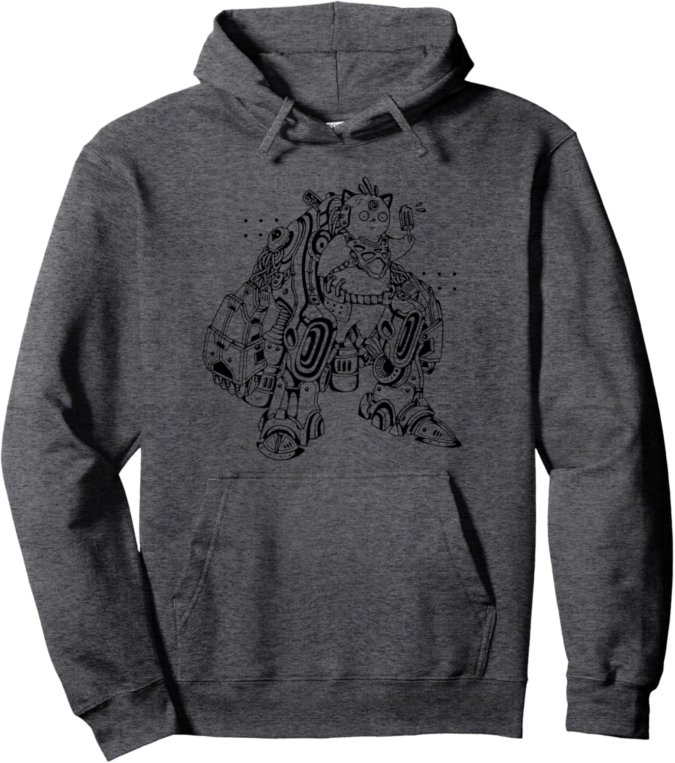 Mech Robot-Cat from Future Funny Gift Cat Lover Anime Fan Pullover Hoodie