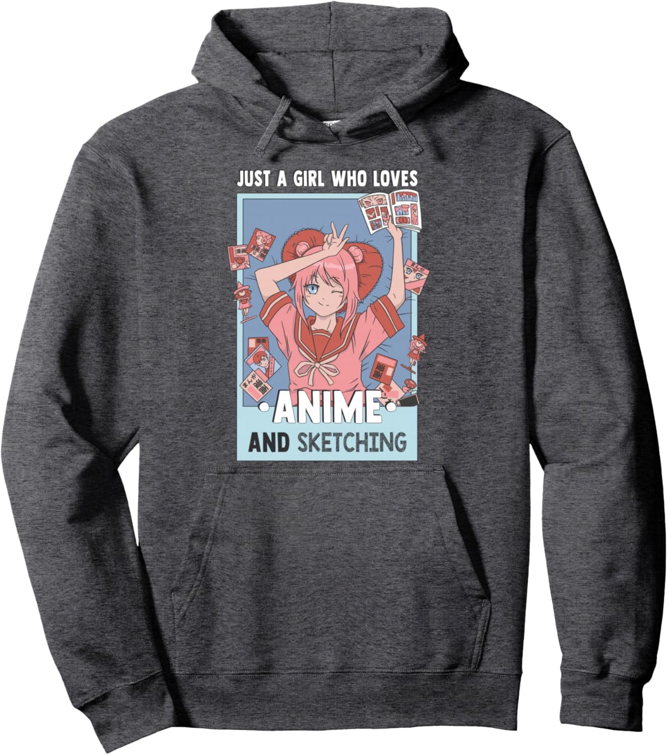 Otaku Anime Girl Just A Girl Who Loves Anime And Sketching Pullover Hoodie