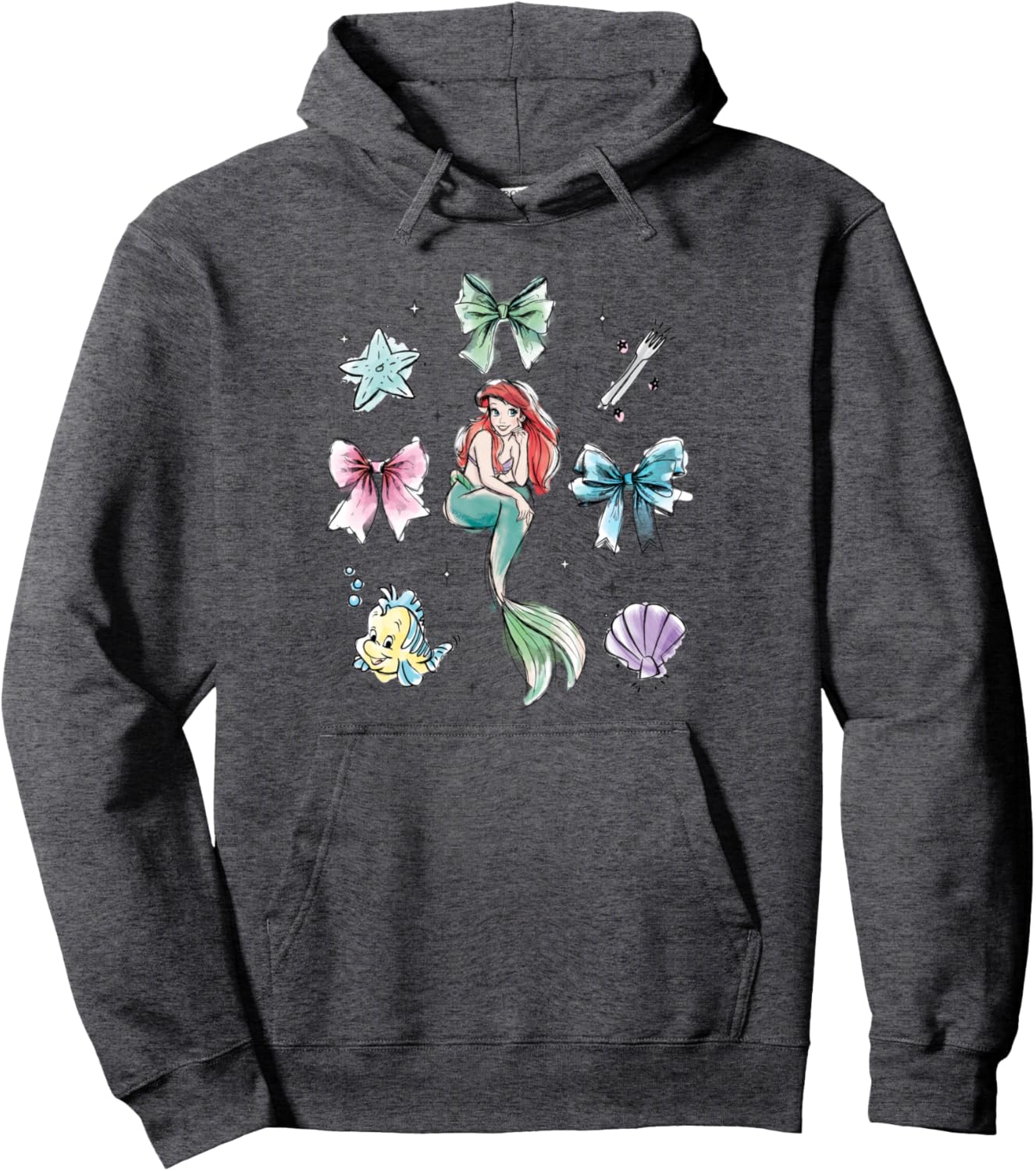 Disney The Little Mermaid Essentials Watercolor Chest Logo Pullover Hoodie