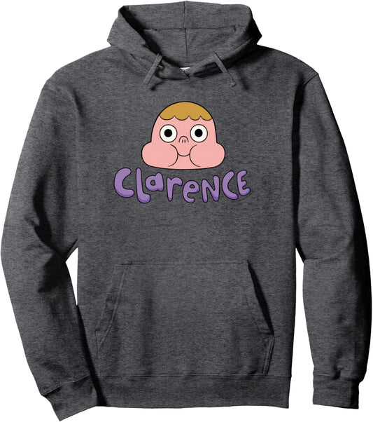 Cartoon Network Clarence Head Pullover Hoodie ,Grey ,Small
