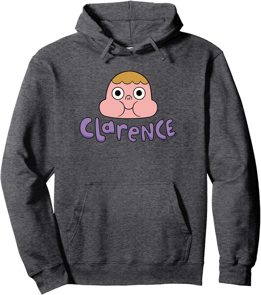 Cartoon Network Clarence Head Pullover Hoodie ,Grey ,Small