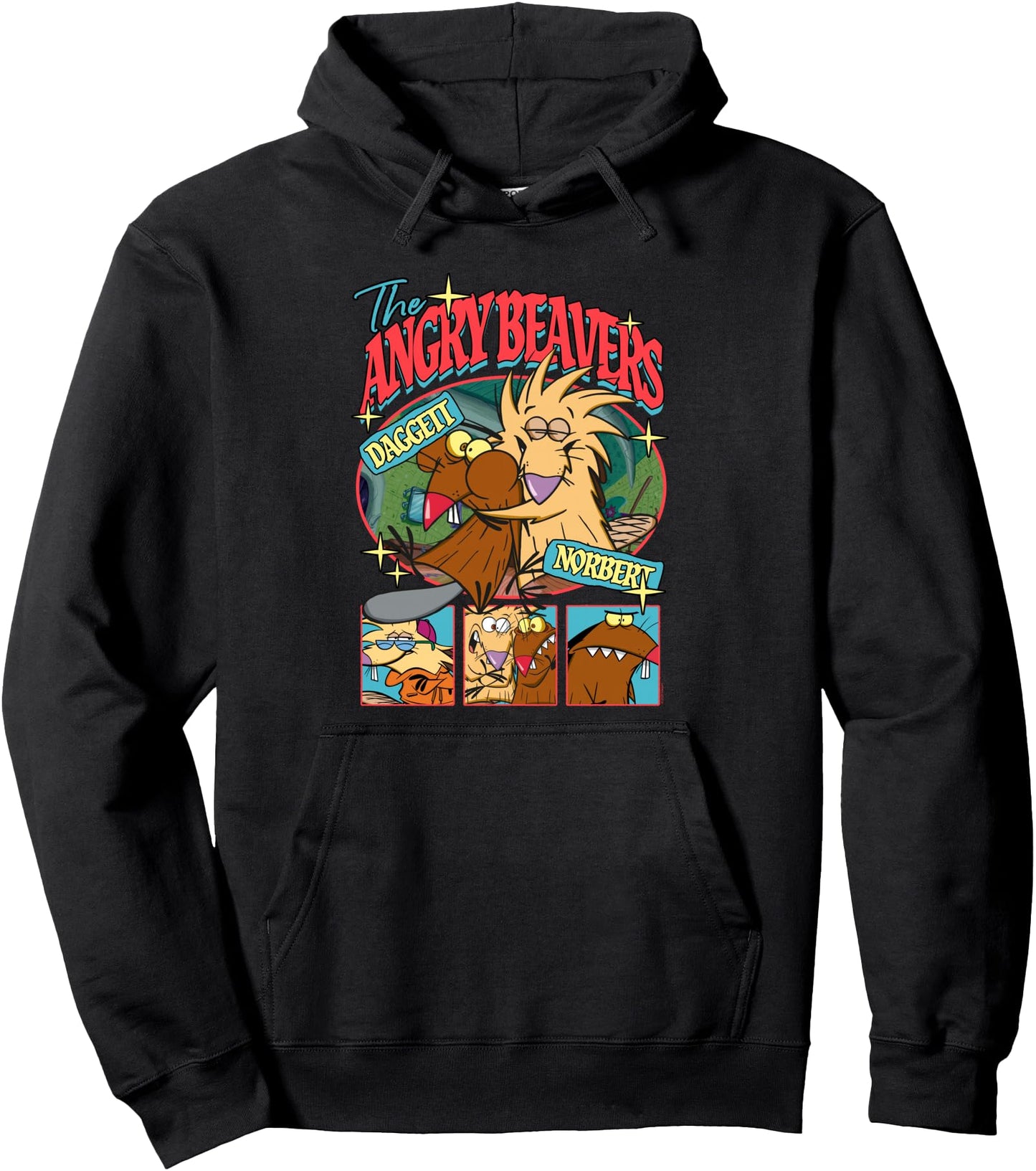 The Angry Beavers Daggett and Norbert Cartoon Collage Pullover Hoodie