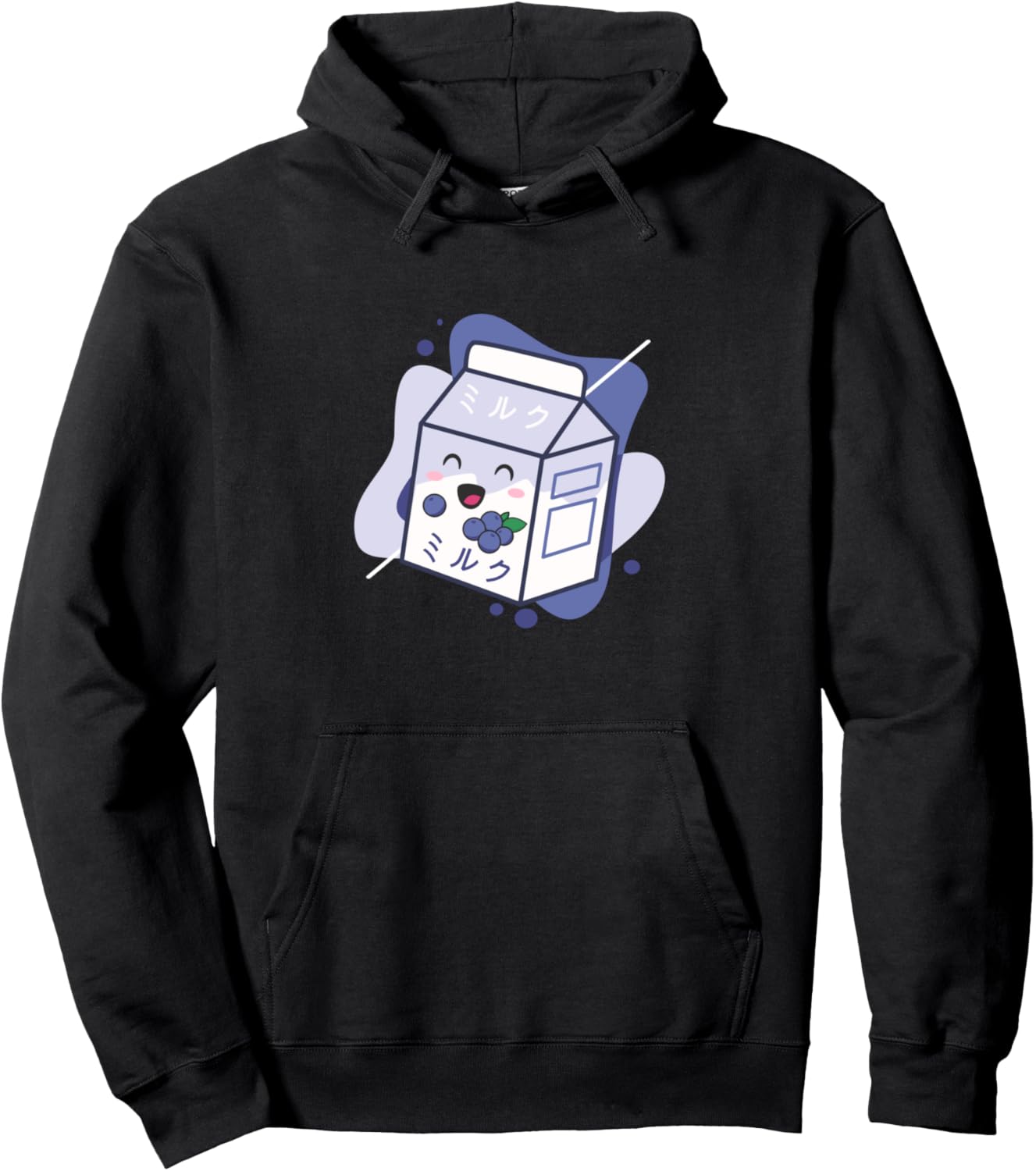 Kawaii Milk Retro Japanese Blueberry Milkshake Anime Pullover Hoodie
