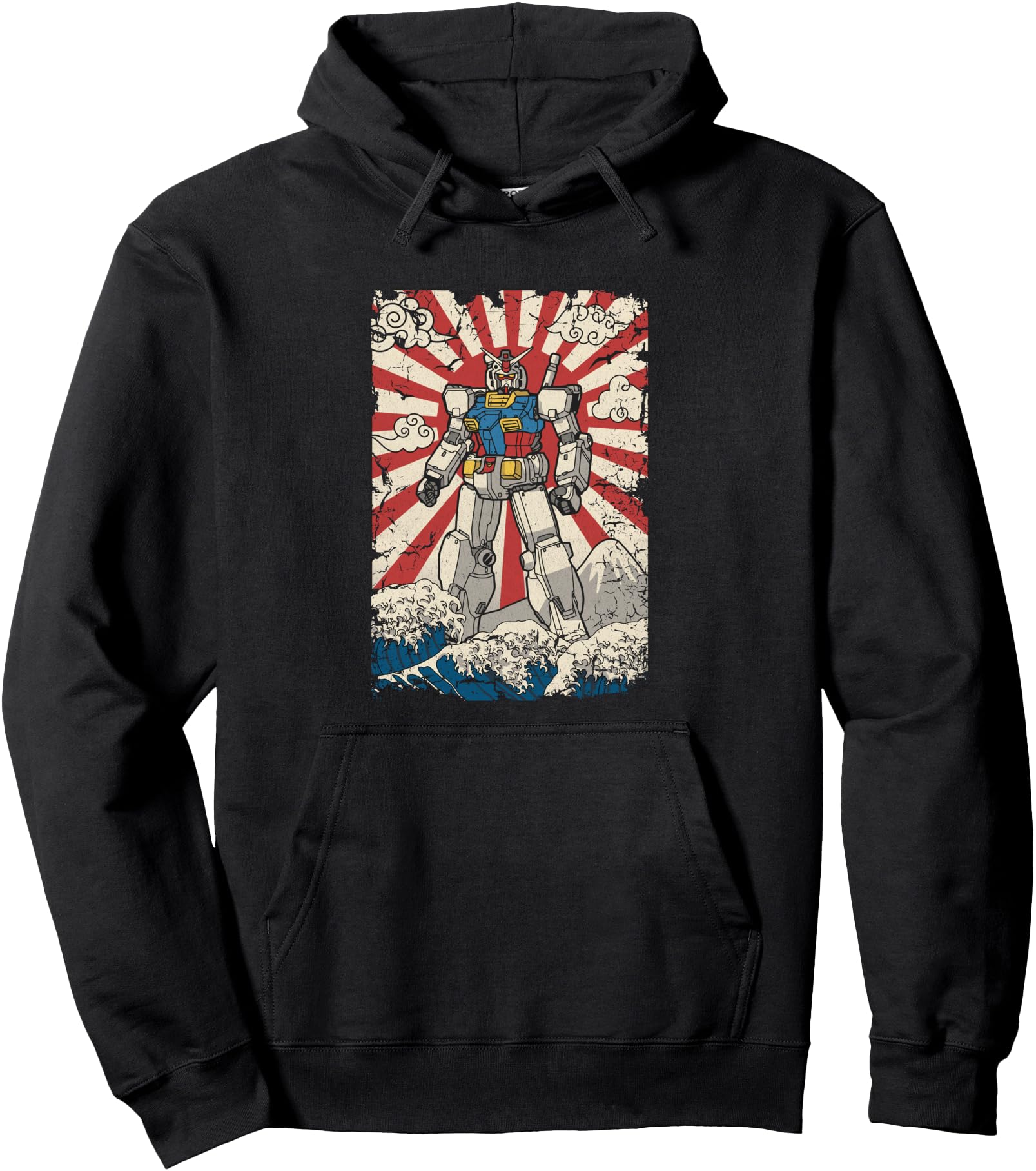 Japanese mecha anime Robot Kanagawa great wave manga Pullover Hoodie