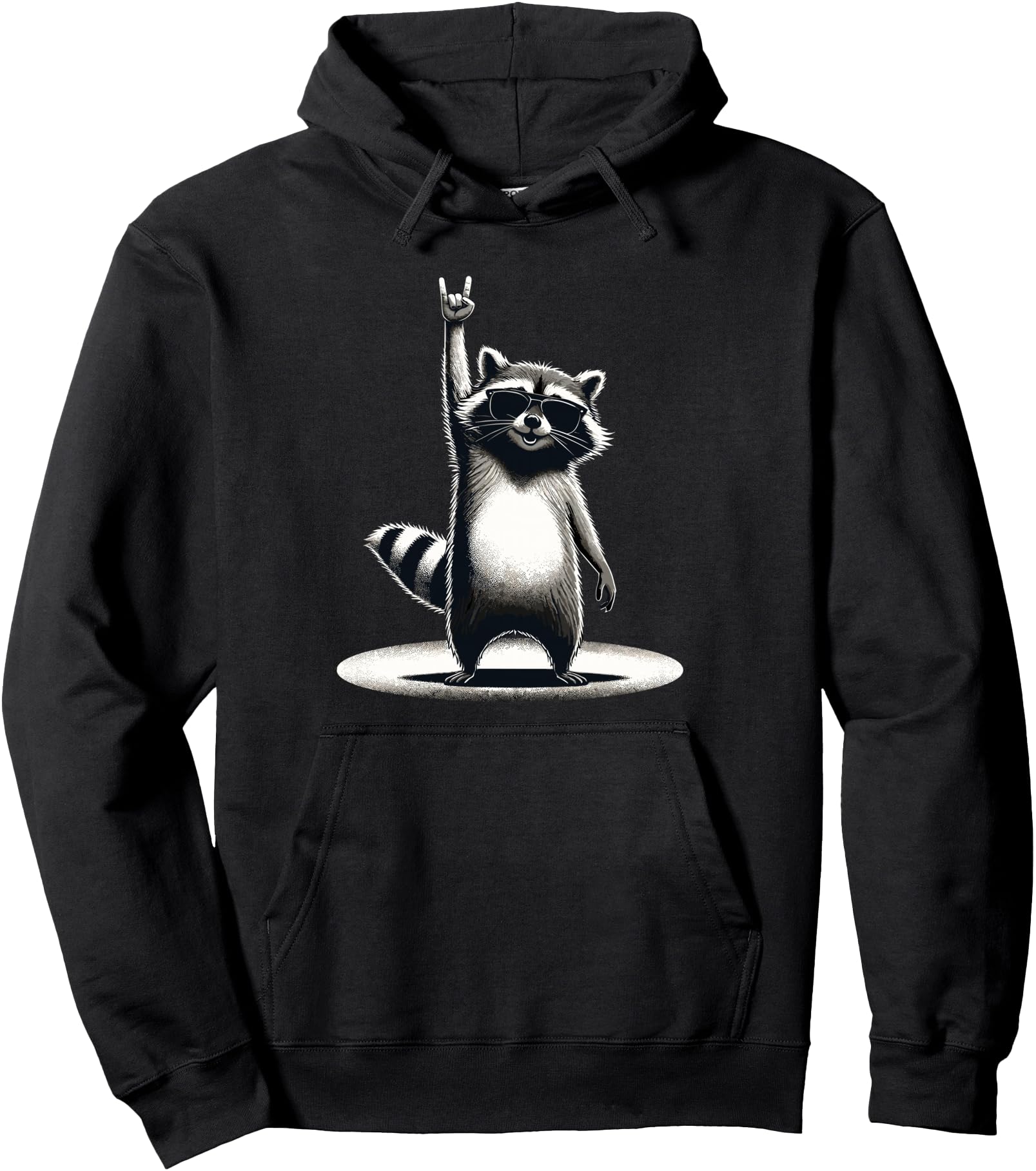Retro Raccoon Rock Music Gift Men Women Funny Raccoon Pullover Hoodie