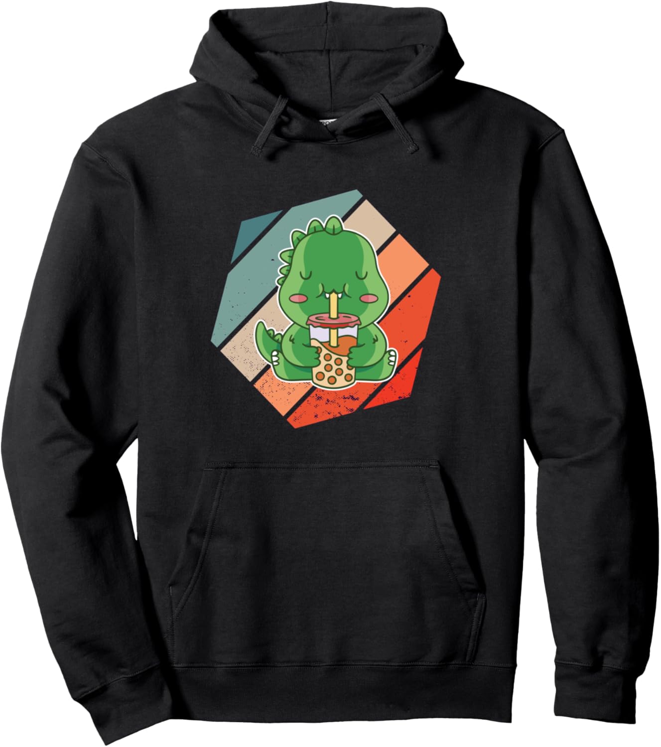 Cute Kawaii Dinosaur Drinking Bubble Milk Boba Tea Anime Pullover Hoodie