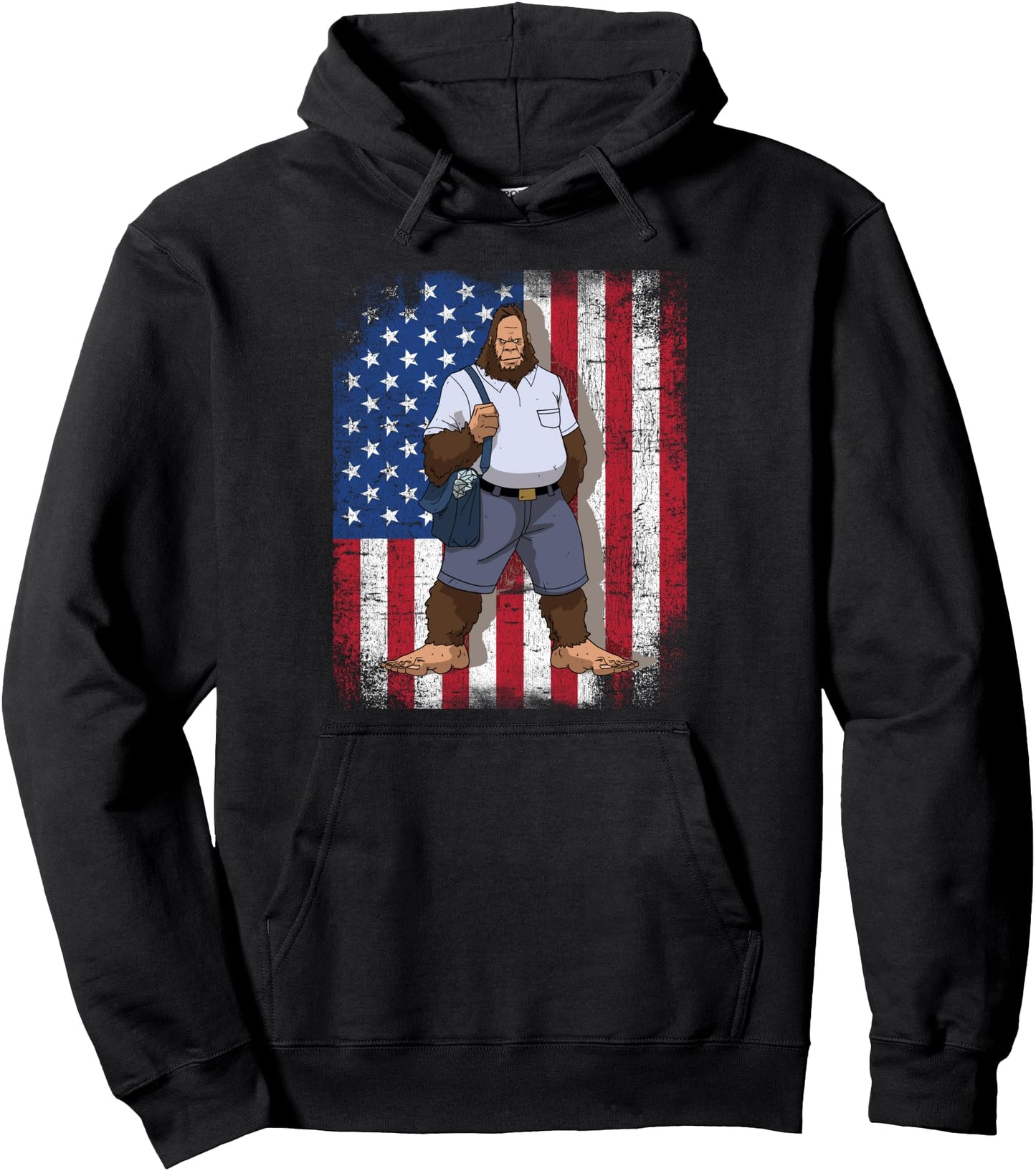 Bigfoot Postal Worker American Flag US Postal Service Pullover Hoodie