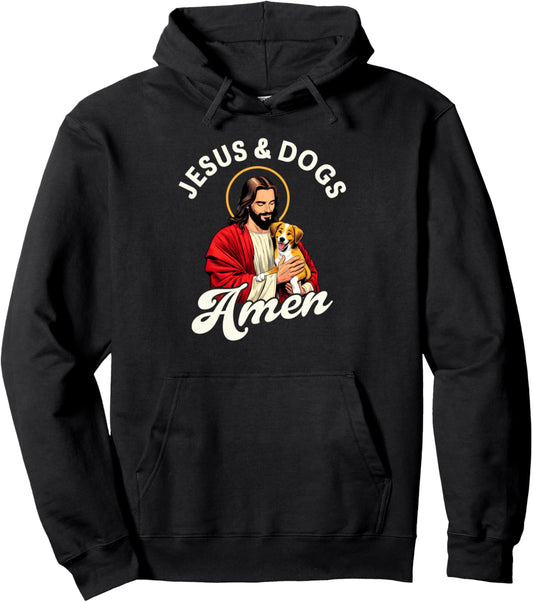 Christian God &amp; Dog Lover Dog Mom Dog Mama Jesus &amp; Dogs Amen Pullover Hoodie