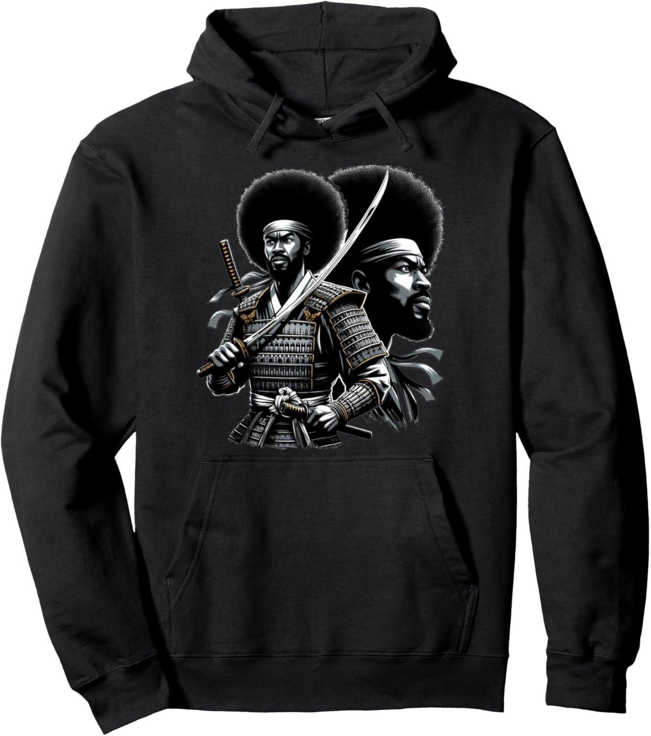 Afro American Samurai Anime Cartoon japanese bushido warrior Pullover Hoodie