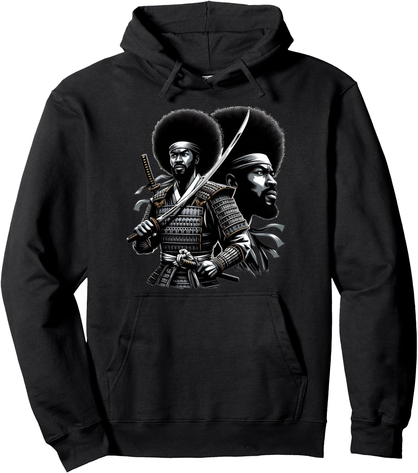Afro American Samurai Anime Cartoon japanese bushido warrior Pullover Hoodie