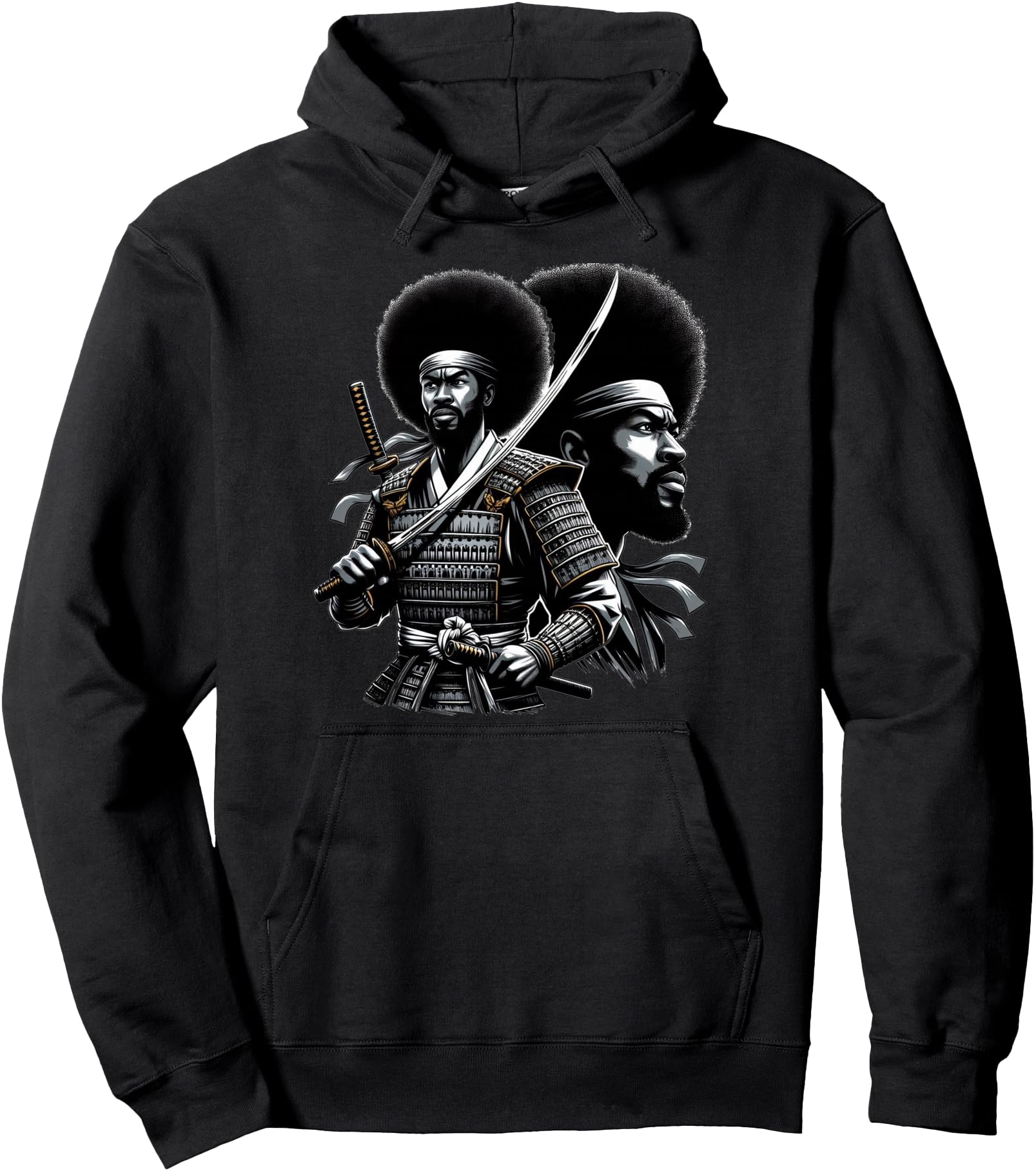 Afro American Samurai Anime Cartoon japanese bushido warrior Pullover Hoodie